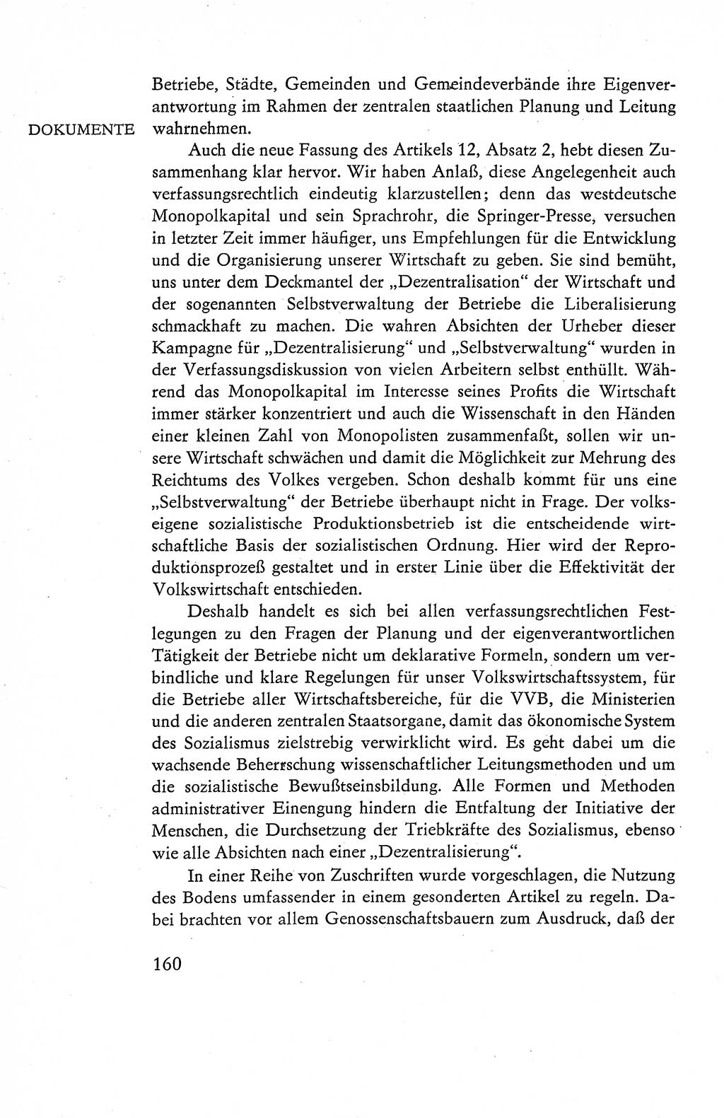 Verfassung der Deutschen Demokratischen Republik (DDR), Dokumente, Kommentar 1969, Band 1, Seite 160 (Verf. DDR Dok. Komm. 1969, Bd. 1, S. 160)