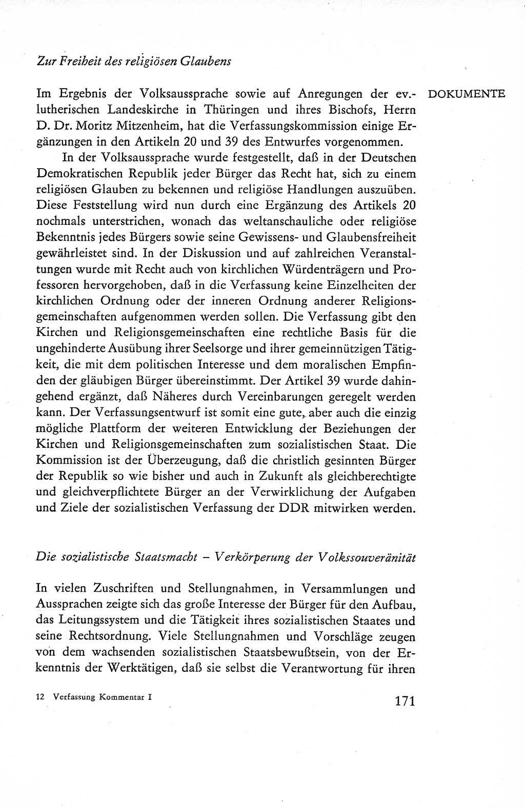Verfassung der Deutschen Demokratischen Republik (DDR), Dokumente, Kommentar 1969, Band 1, Seite 171 (Verf. DDR Dok. Komm. 1969, Bd. 1, S. 171)