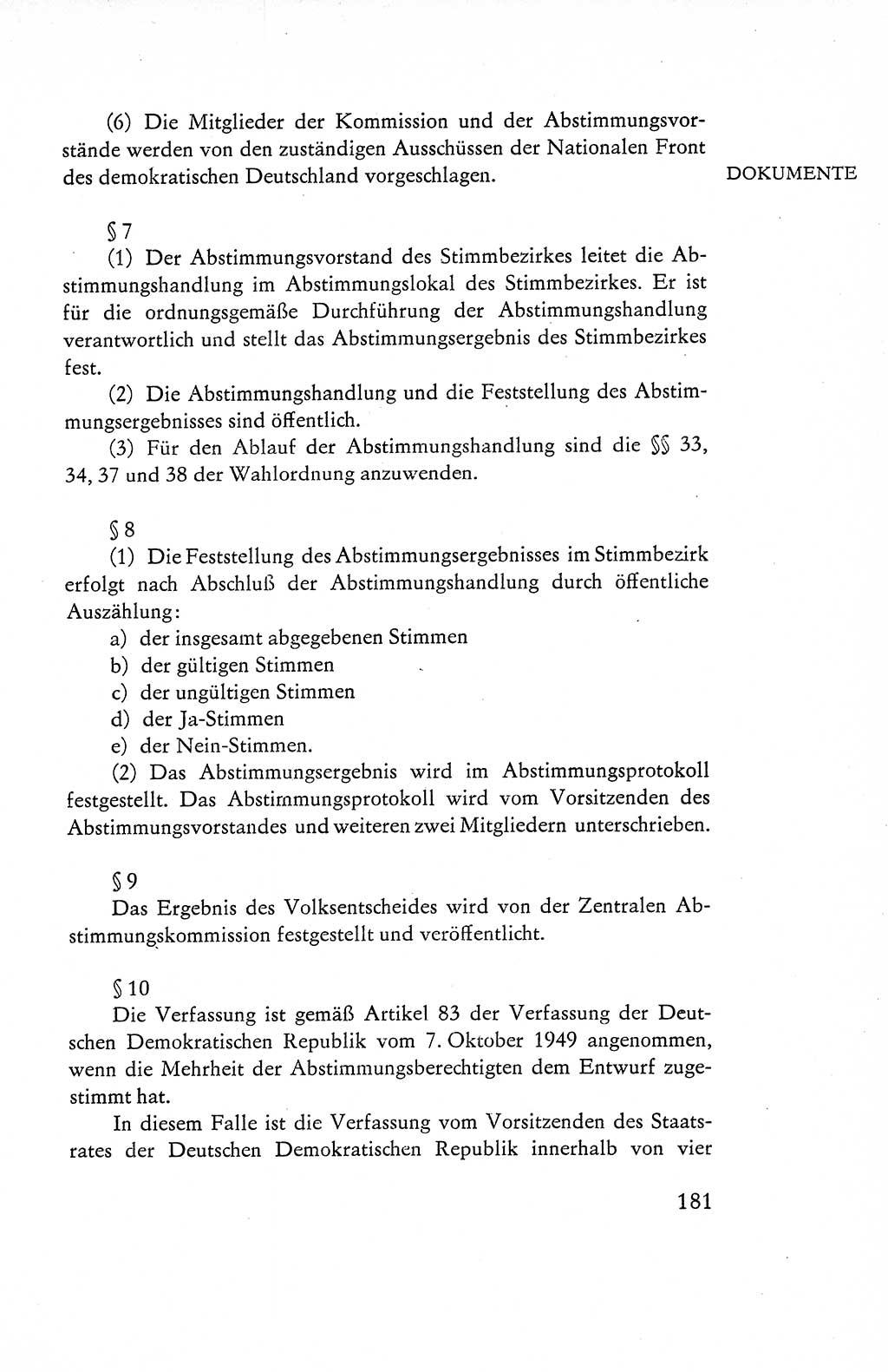 Verfassung der Deutschen Demokratischen Republik (DDR), Dokumente, Kommentar 1969, Band 1, Seite 181 (Verf. DDR Dok. Komm. 1969, Bd. 1, S. 181)