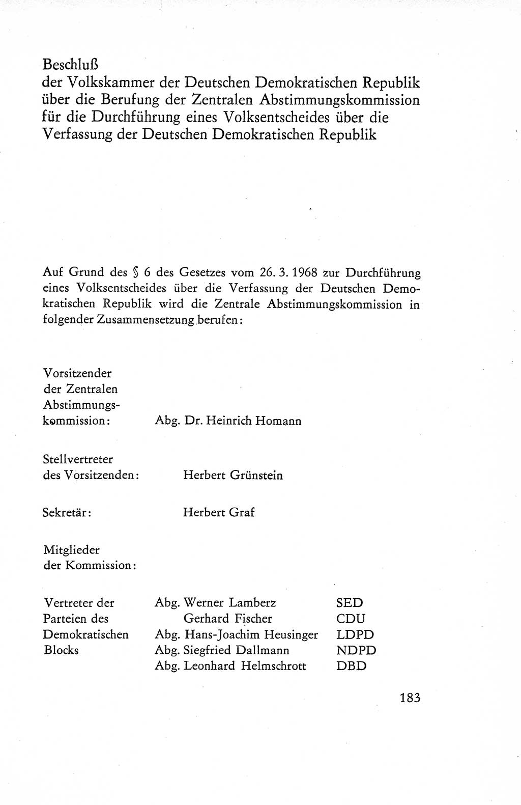 Verfassung der Deutschen Demokratischen Republik (DDR), Dokumente, Kommentar 1969, Band 1, Seite 183 (Verf. DDR Dok. Komm. 1969, Bd. 1, S. 183)