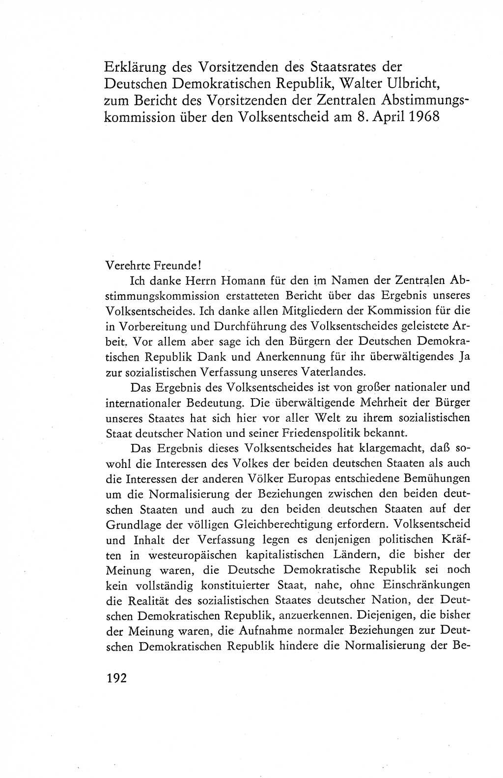 Verfassung der Deutschen Demokratischen Republik (DDR), Dokumente, Kommentar 1969, Band 1, Seite 192 (Verf. DDR Dok. Komm. 1969, Bd. 1, S. 192)