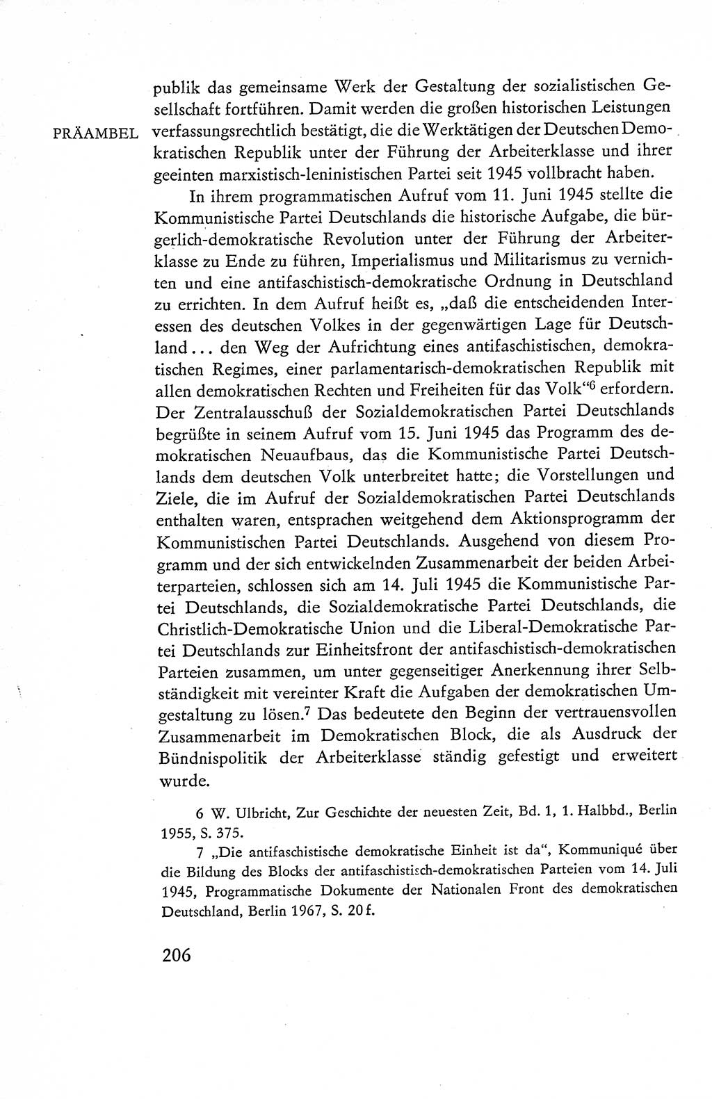 Verfassung der Deutschen Demokratischen Republik (DDR), Dokumente, Kommentar 1969, Band 1, Seite 206 (Verf. DDR Dok. Komm. 1969, Bd. 1, S. 206)