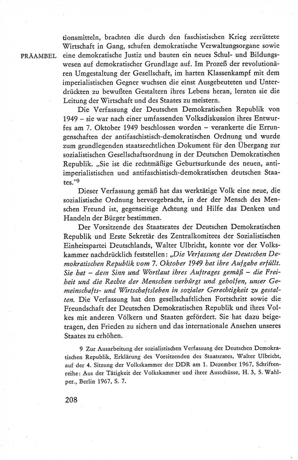 Verfassung der Deutschen Demokratischen Republik (DDR), Dokumente, Kommentar 1969, Band 1, Seite 208 (Verf. DDR Dok. Komm. 1969, Bd. 1, S. 208)
