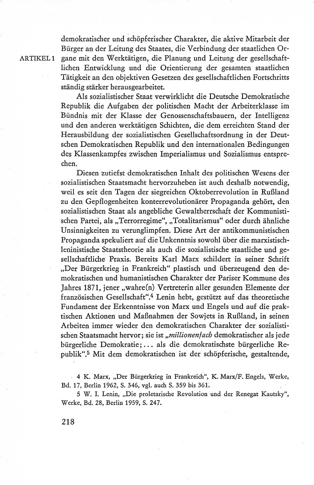 Verfassung der Deutschen Demokratischen Republik (DDR), Dokumente, Kommentar 1969, Band 1, Seite 218 (Verf. DDR Dok. Komm. 1969, Bd. 1, S. 218)