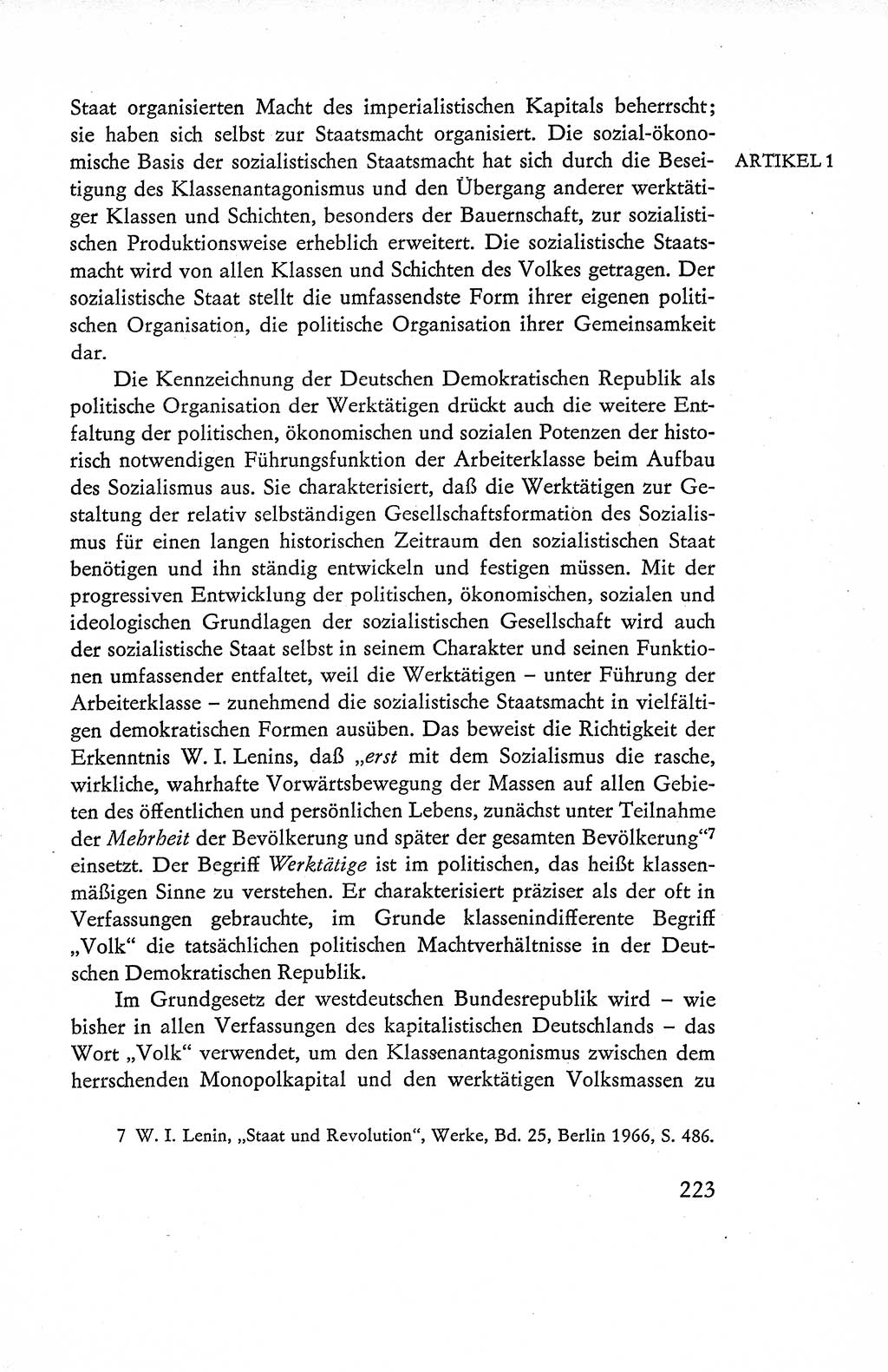 Verfassung der Deutschen Demokratischen Republik (DDR), Dokumente, Kommentar 1969, Band 1, Seite 223 (Verf. DDR Dok. Komm. 1969, Bd. 1, S. 223)