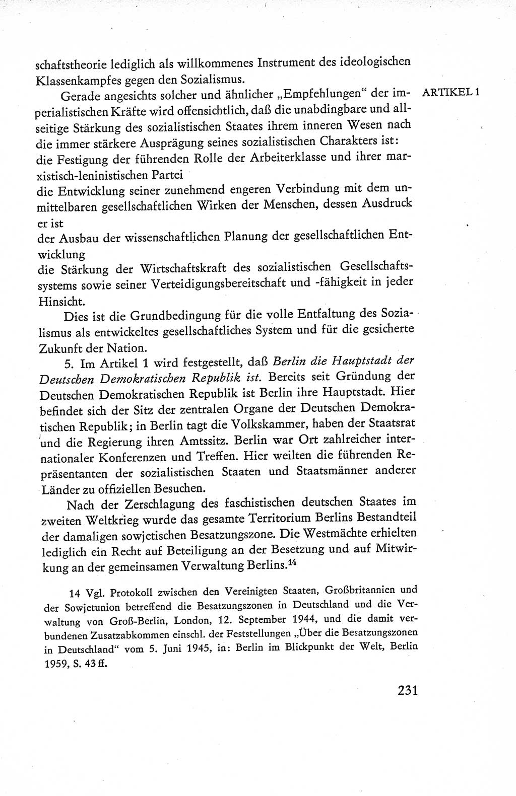 Verfassung der Deutschen Demokratischen Republik (DDR), Dokumente, Kommentar 1969, Band 1, Seite 231 (Verf. DDR Dok. Komm. 1969, Bd. 1, S. 231)