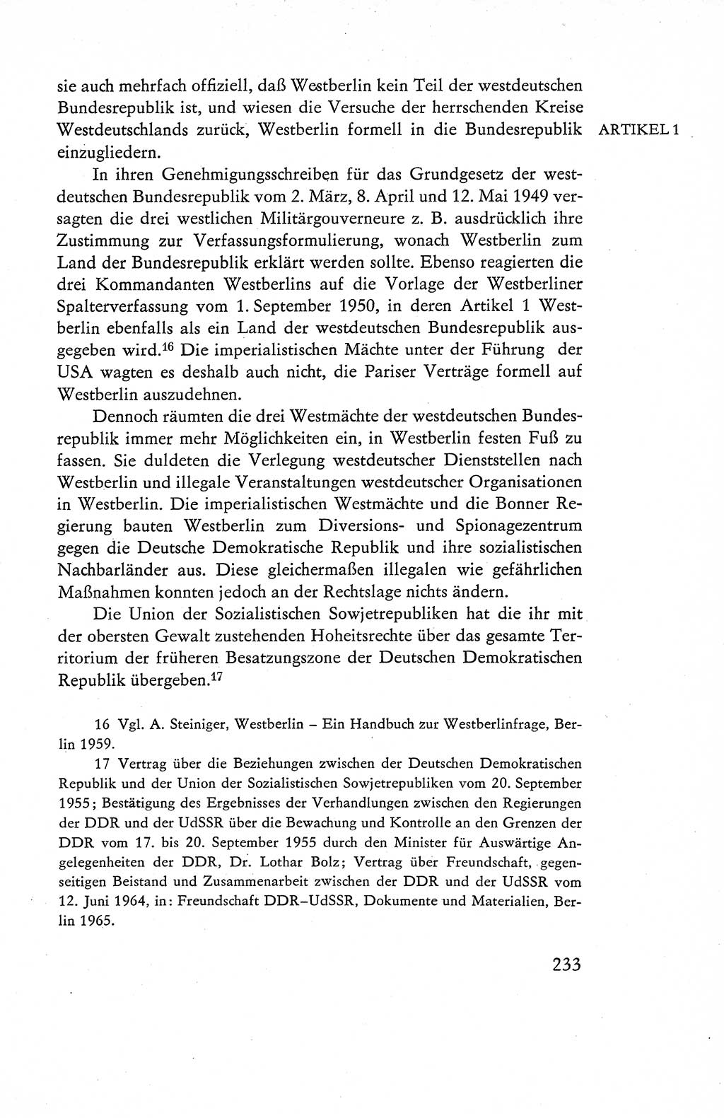 Verfassung der Deutschen Demokratischen Republik (DDR), Dokumente, Kommentar 1969, Band 1, Seite 233 (Verf. DDR Dok. Komm. 1969, Bd. 1, S. 233)