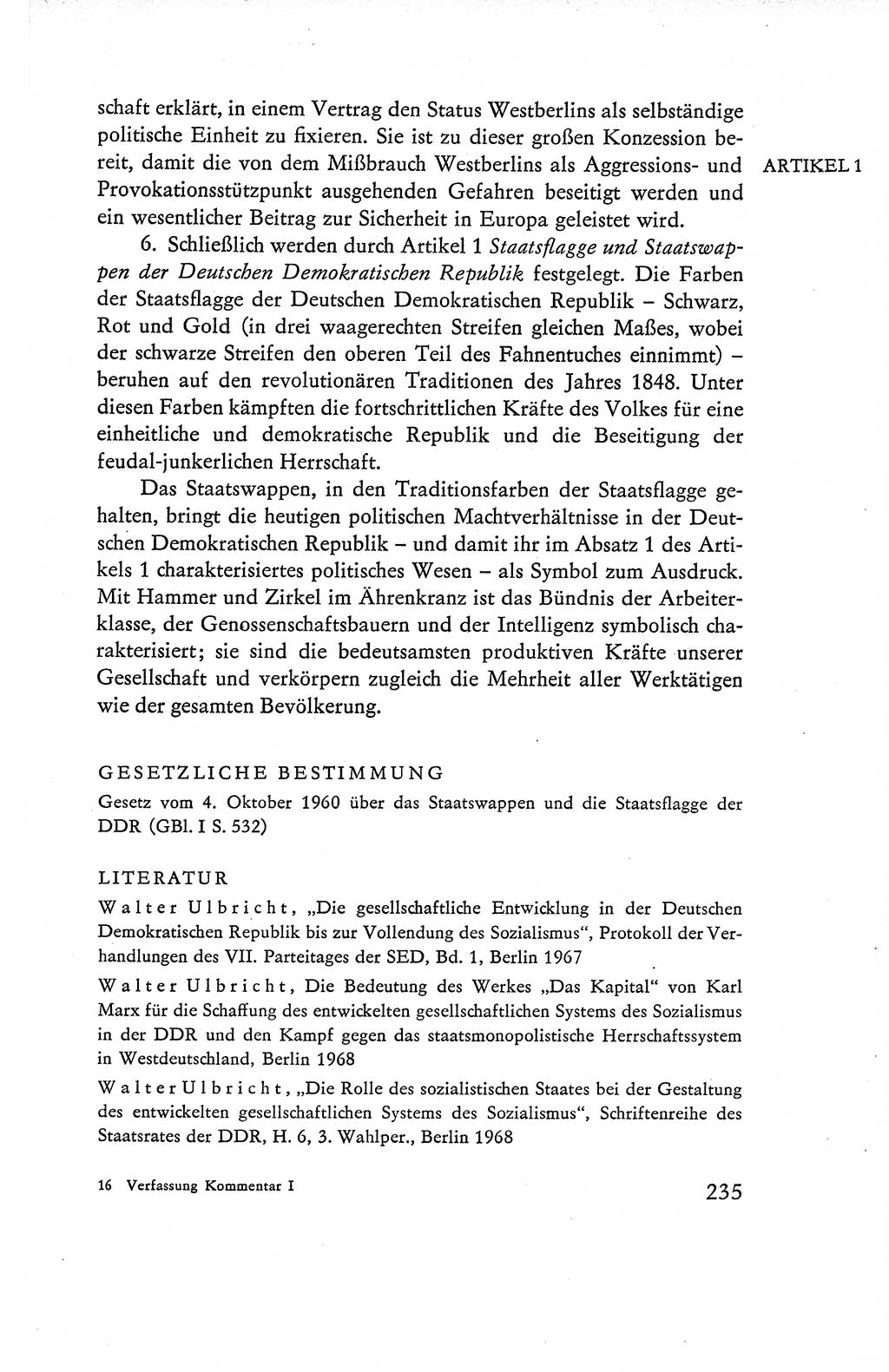 Verfassung der Deutschen Demokratischen Republik (DDR), Dokumente, Kommentar 1969, Band 1, Seite 235 (Verf. DDR Dok. Komm. 1969, Bd. 1, S. 235)