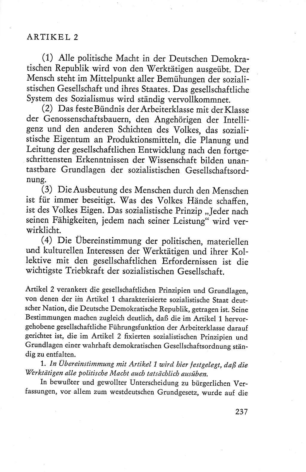 Verfassung der Deutschen Demokratischen Republik (DDR), Dokumente, Kommentar 1969, Band 1, Seite 237 (Verf. DDR Dok. Komm. 1969, Bd. 1, S. 237)