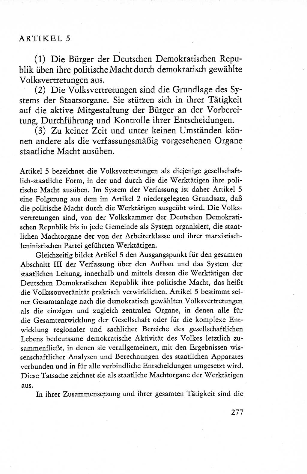 Verfassung der Deutschen Demokratischen Republik (DDR), Dokumente, Kommentar 1969, Band 1, Seite 277 (Verf. DDR Dok. Komm. 1969, Bd. 1, S. 277)