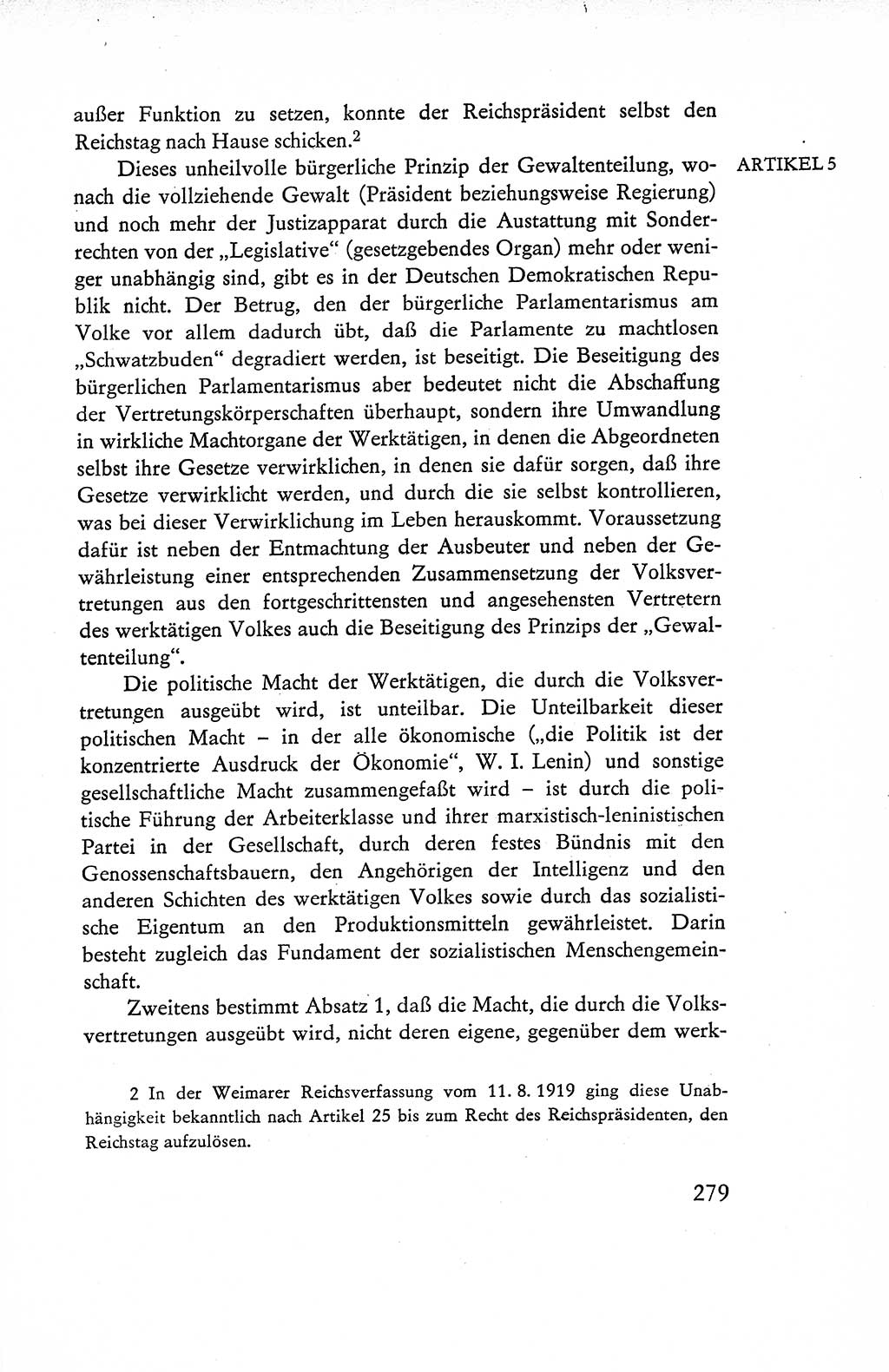 Verfassung der Deutschen Demokratischen Republik (DDR), Dokumente, Kommentar 1969, Band 1, Seite 279 (Verf. DDR Dok. Komm. 1969, Bd. 1, S. 279)