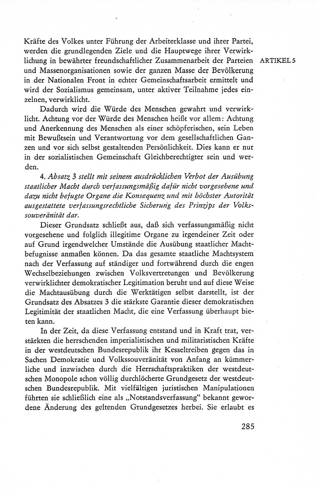 Verfassung der Deutschen Demokratischen Republik (DDR), Dokumente, Kommentar 1969, Band 1, Seite 285 (Verf. DDR Dok. Komm. 1969, Bd. 1, S. 285)