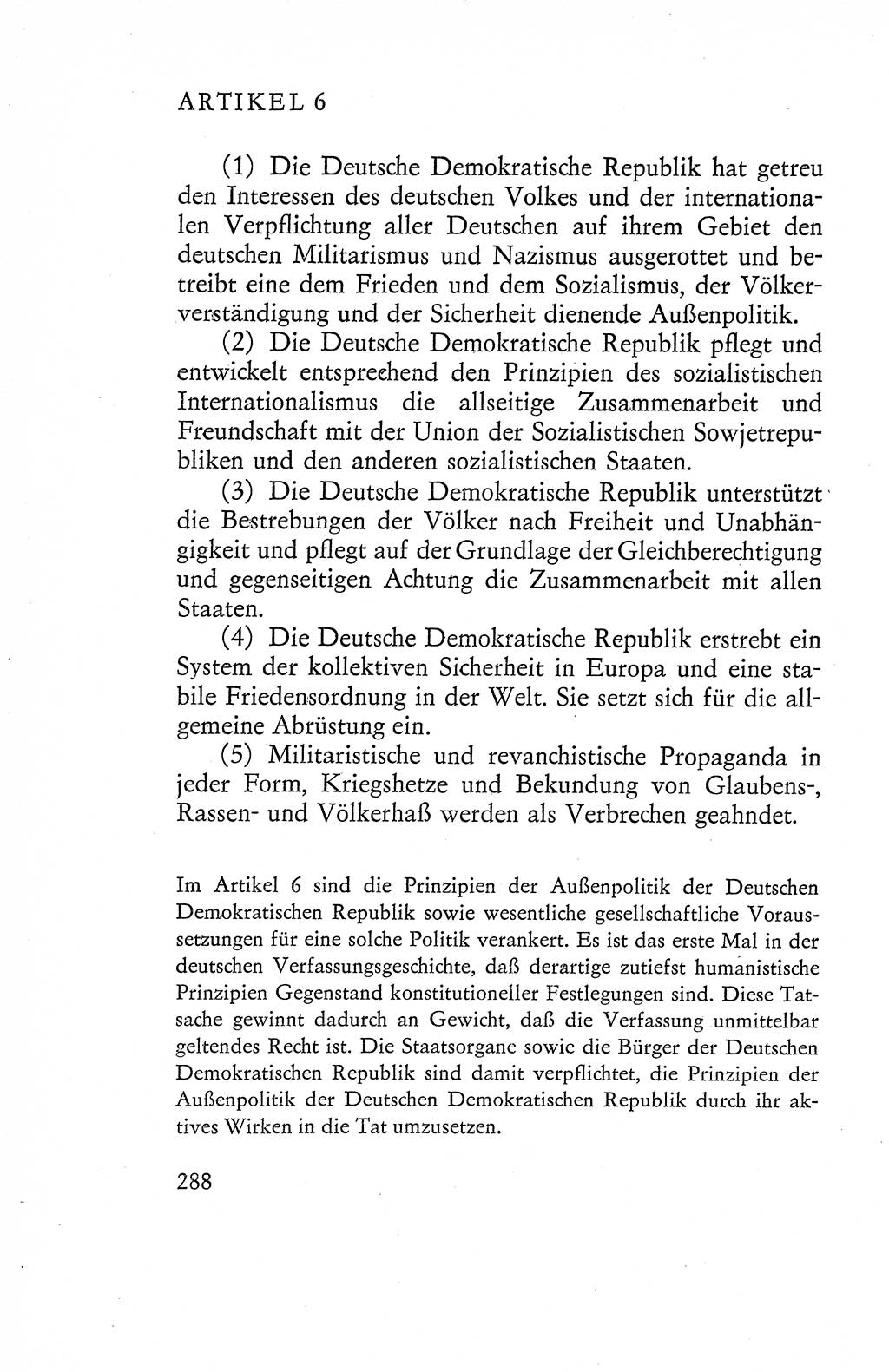 Verfassung der Deutschen Demokratischen Republik (DDR), Dokumente, Kommentar 1969, Band 1, Seite 288 (Verf. DDR Dok. Komm. 1969, Bd. 1, S. 288)