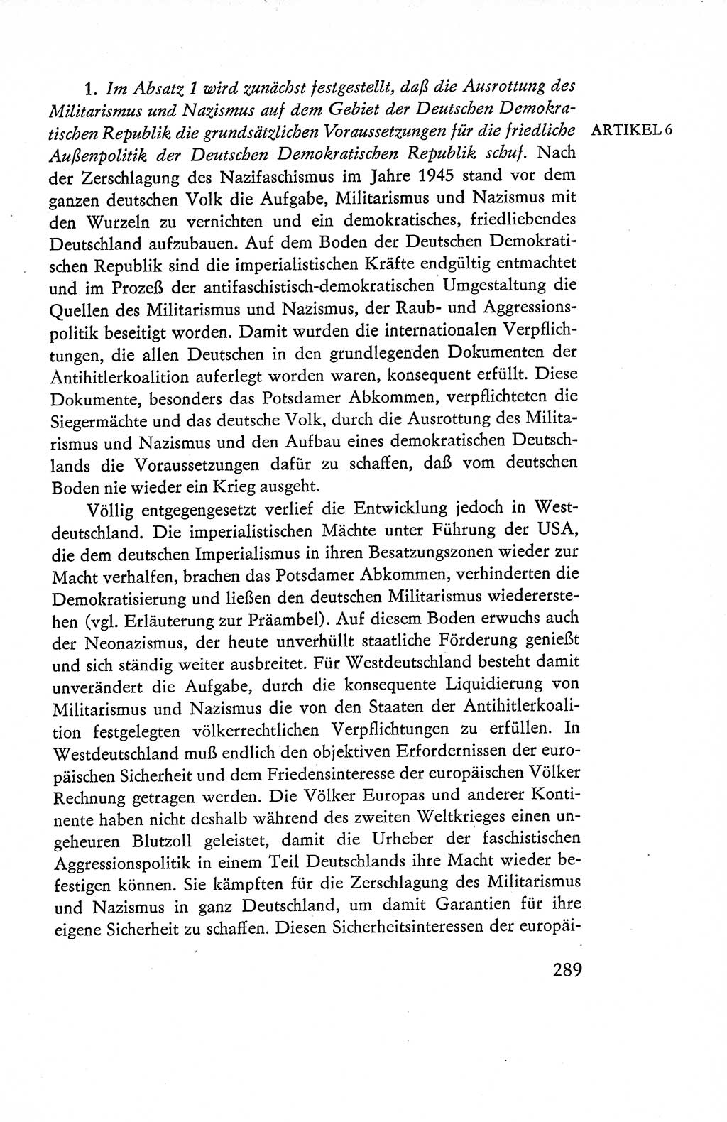 Verfassung der Deutschen Demokratischen Republik (DDR), Dokumente, Kommentar 1969, Band 1, Seite 289 (Verf. DDR Dok. Komm. 1969, Bd. 1, S. 289)