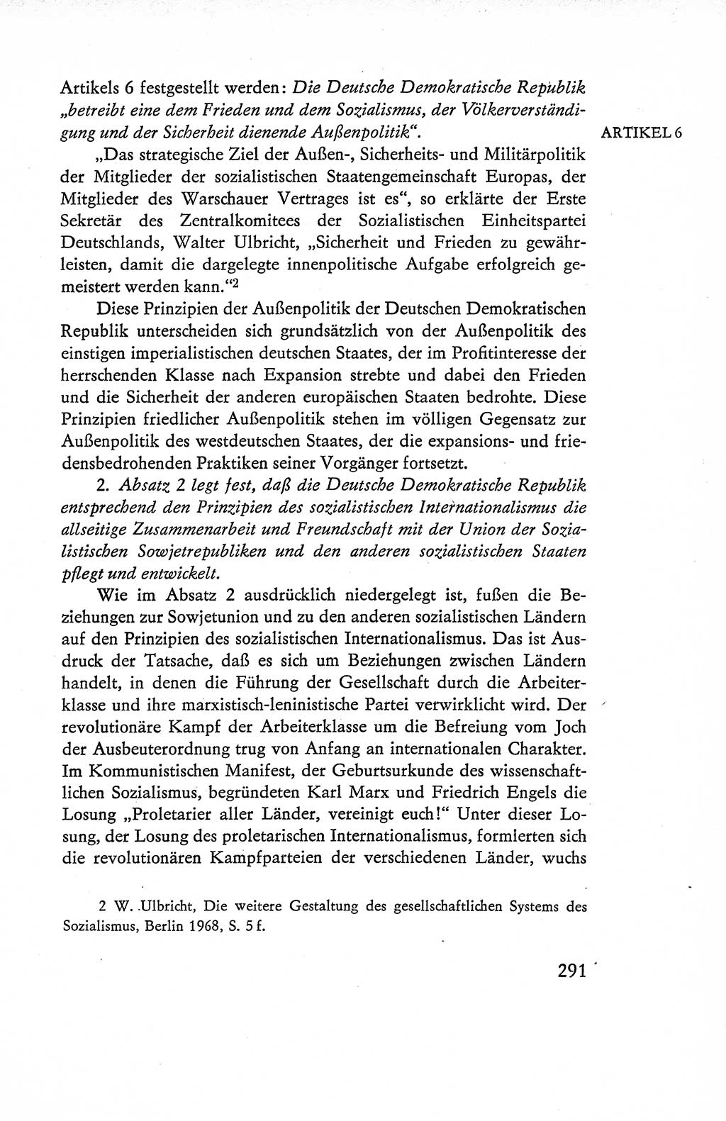 Verfassung der Deutschen Demokratischen Republik (DDR), Dokumente, Kommentar 1969, Band 1, Seite 291 (Verf. DDR Dok. Komm. 1969, Bd. 1, S. 291)
