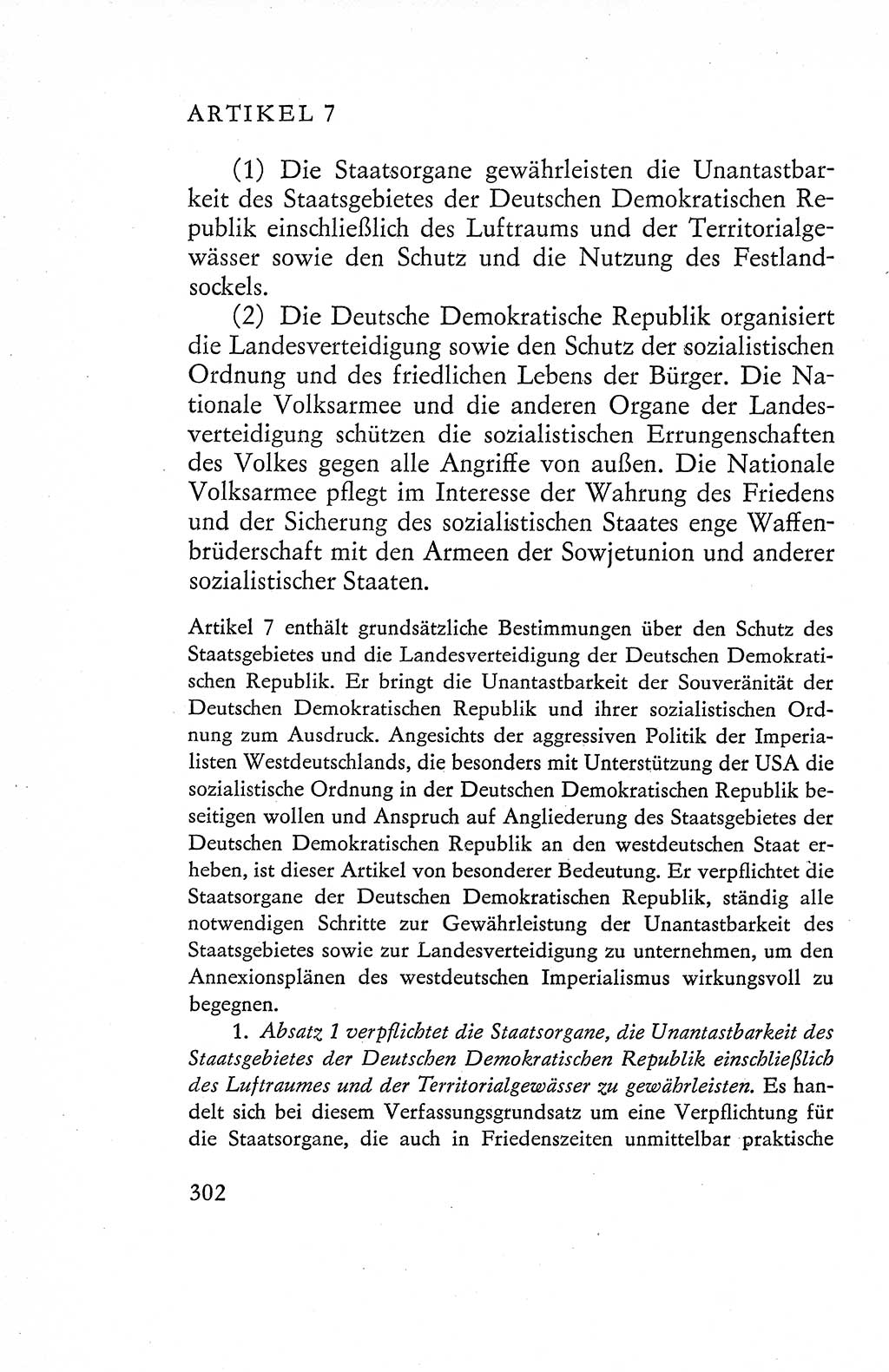 Verfassung der Deutschen Demokratischen Republik (DDR), Dokumente, Kommentar 1969, Band 1, Seite 302 (Verf. DDR Dok. Komm. 1969, Bd. 1, S. 302)
