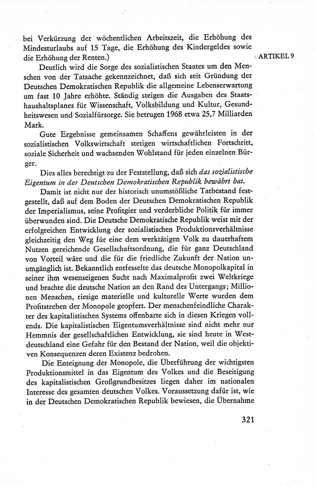 Verfassung der Deutschen Demokratischen Republik (DDR), Dokumente, Kommentar 1969, Band 1, Seite 321 (Verf. DDR Dok. Komm. 1969, Bd. 1, S. 321)