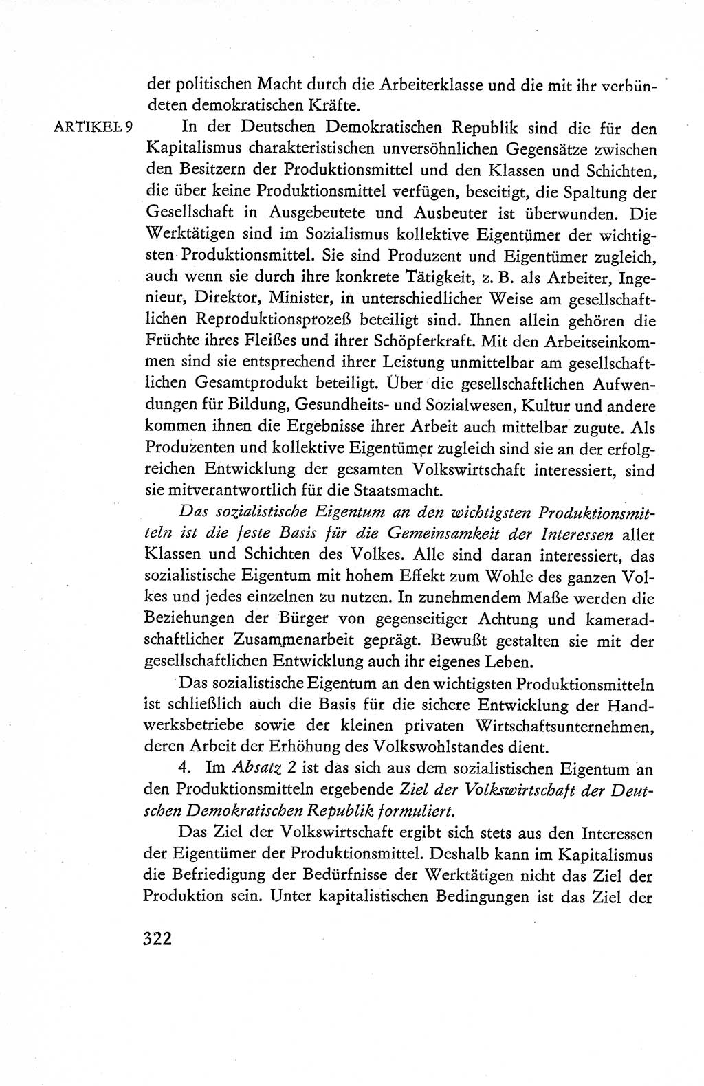 Verfassung der Deutschen Demokratischen Republik (DDR), Dokumente, Kommentar 1969, Band 1, Seite 322 (Verf. DDR Dok. Komm. 1969, Bd. 1, S. 322)