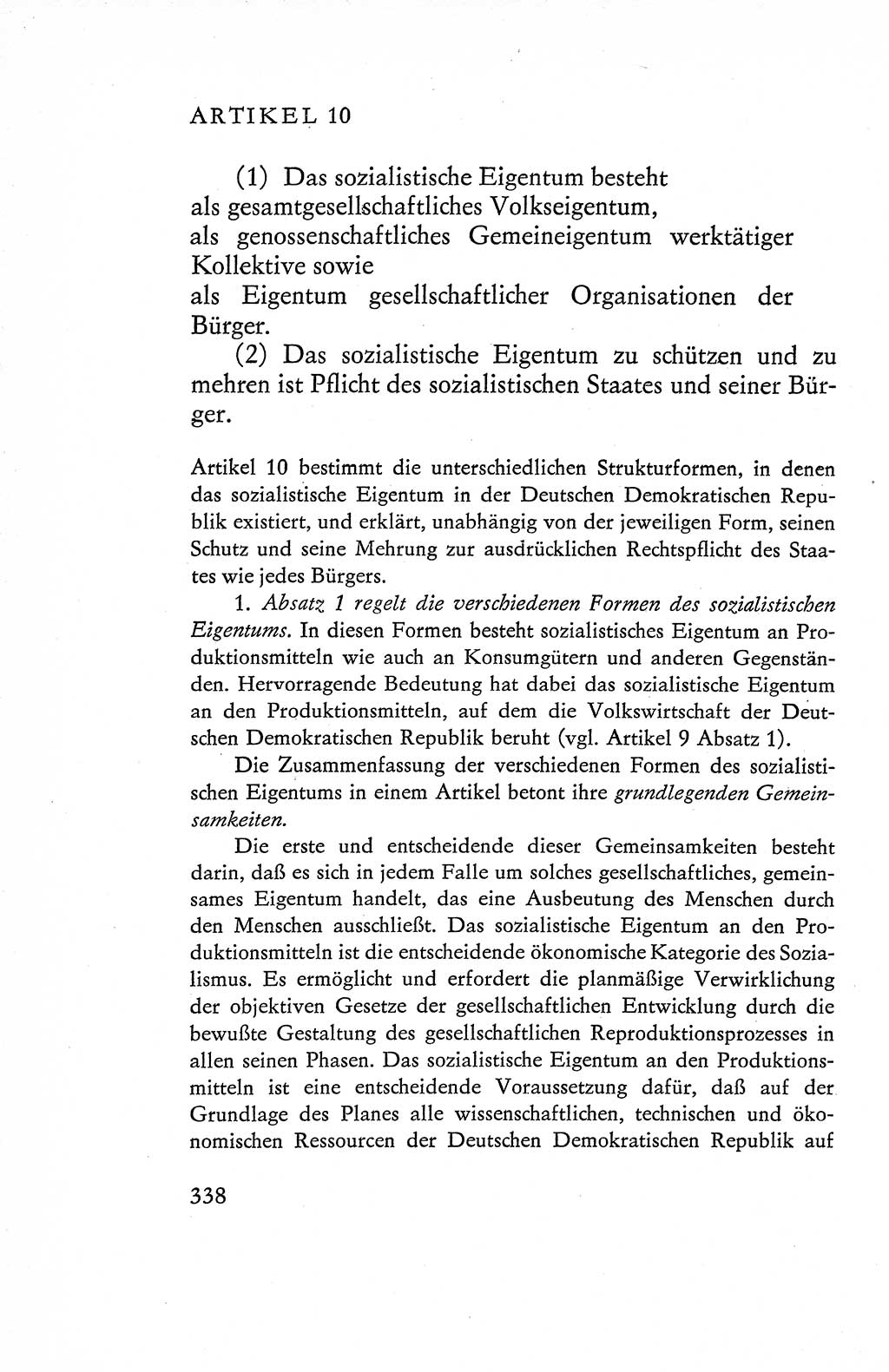 Verfassung der Deutschen Demokratischen Republik (DDR), Dokumente, Kommentar 1969, Band 1, Seite 338 (Verf. DDR Dok. Komm. 1969, Bd. 1, S. 338)