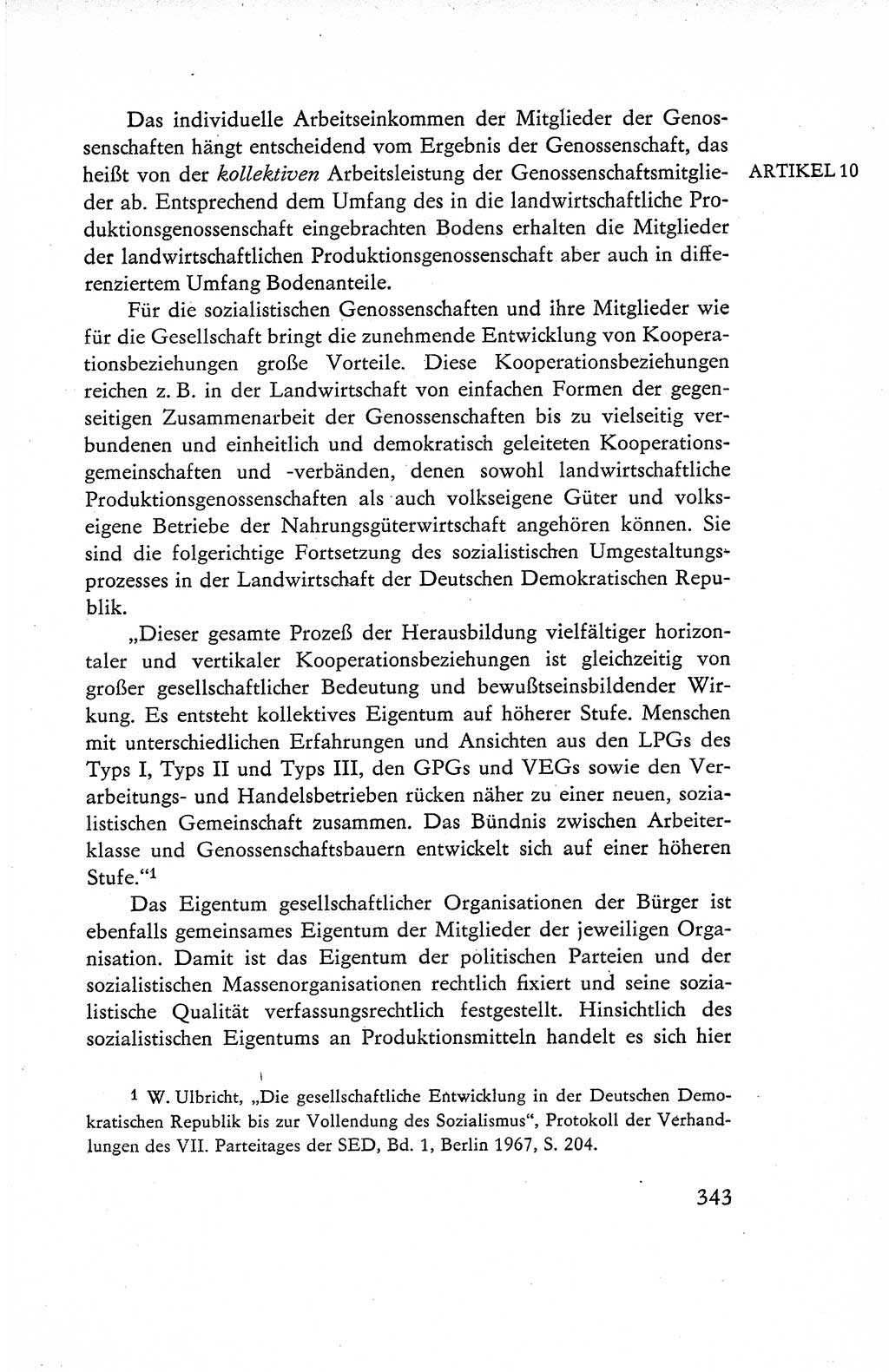 Verfassung der Deutschen Demokratischen Republik (DDR), Dokumente, Kommentar 1969, Band 1, Seite 343 (Verf. DDR Dok. Komm. 1969, Bd. 1, S. 343)