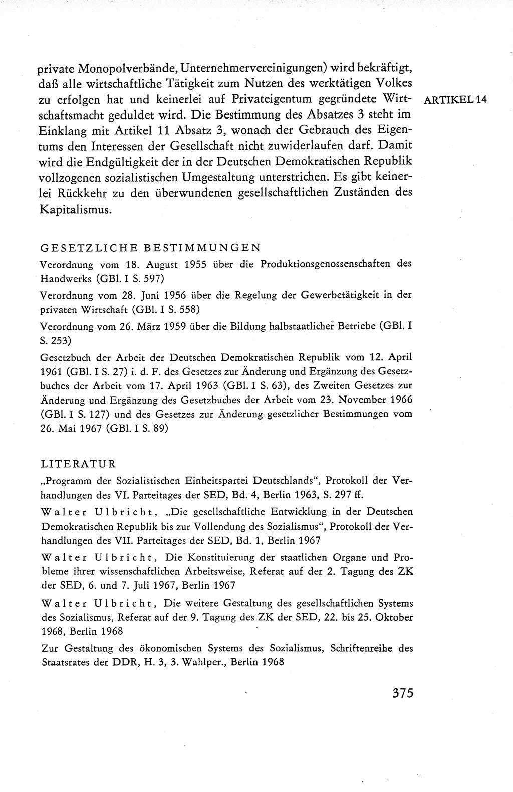 Verfassung der Deutschen Demokratischen Republik (DDR), Dokumente, Kommentar 1969, Band 1, Seite 375 (Verf. DDR Dok. Komm. 1969, Bd. 1, S. 375)