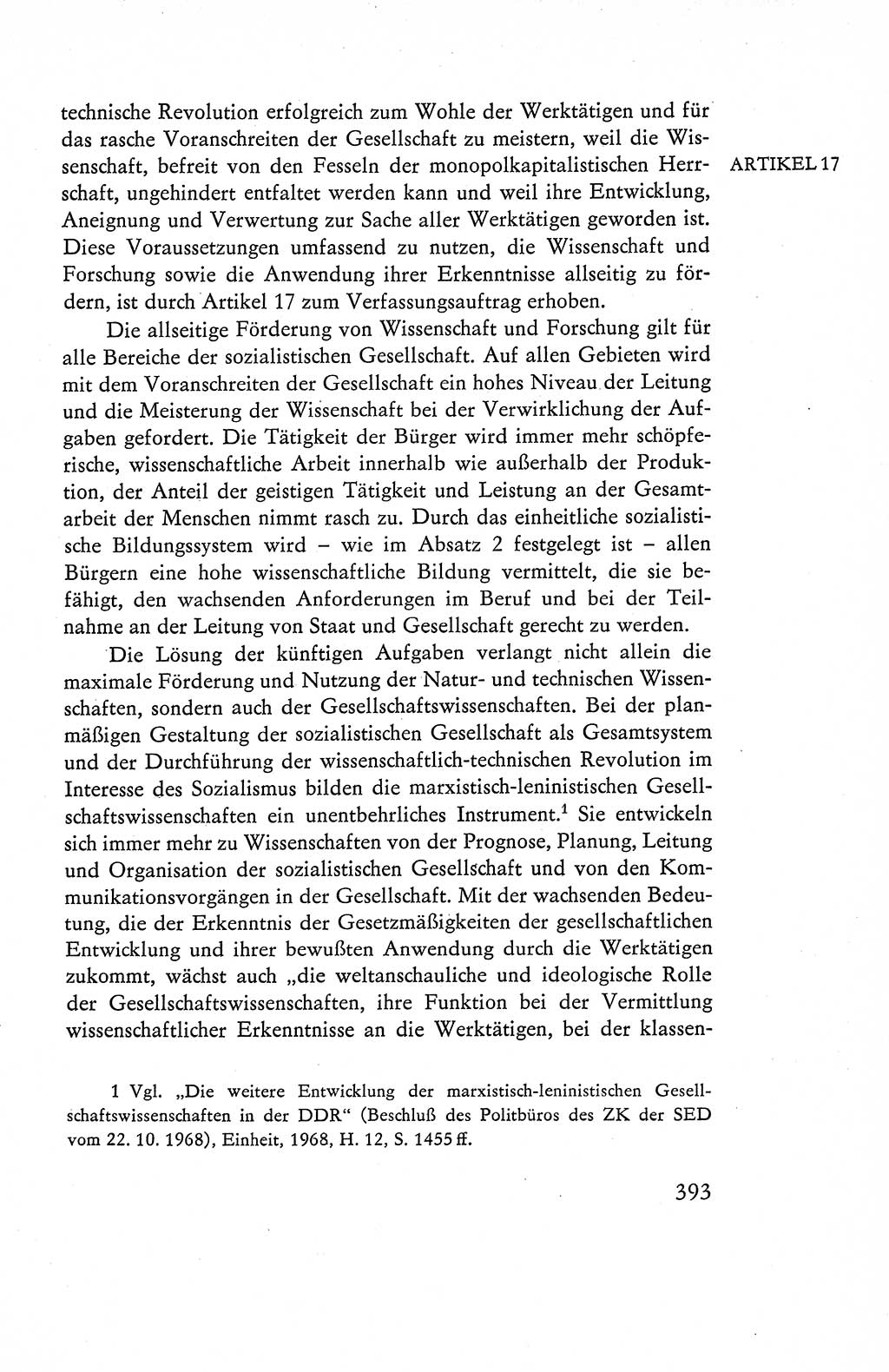 Verfassung der Deutschen Demokratischen Republik (DDR), Dokumente, Kommentar 1969, Band 1, Seite 393 (Verf. DDR Dok. Komm. 1969, Bd. 1, S. 393)