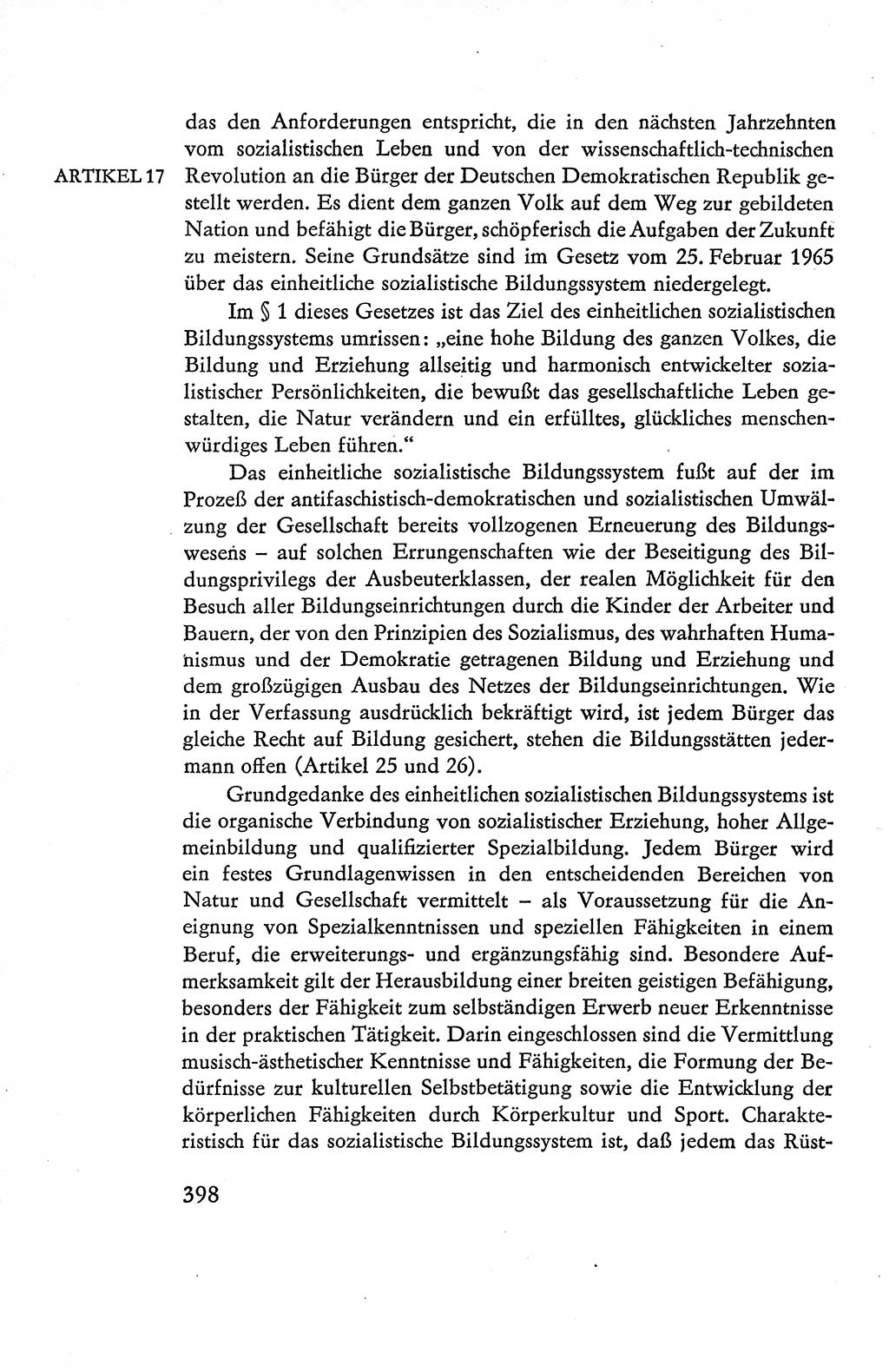 Verfassung der Deutschen Demokratischen Republik (DDR), Dokumente, Kommentar 1969, Band 1, Seite 398 (Verf. DDR Dok. Komm. 1969, Bd. 1, S. 398)