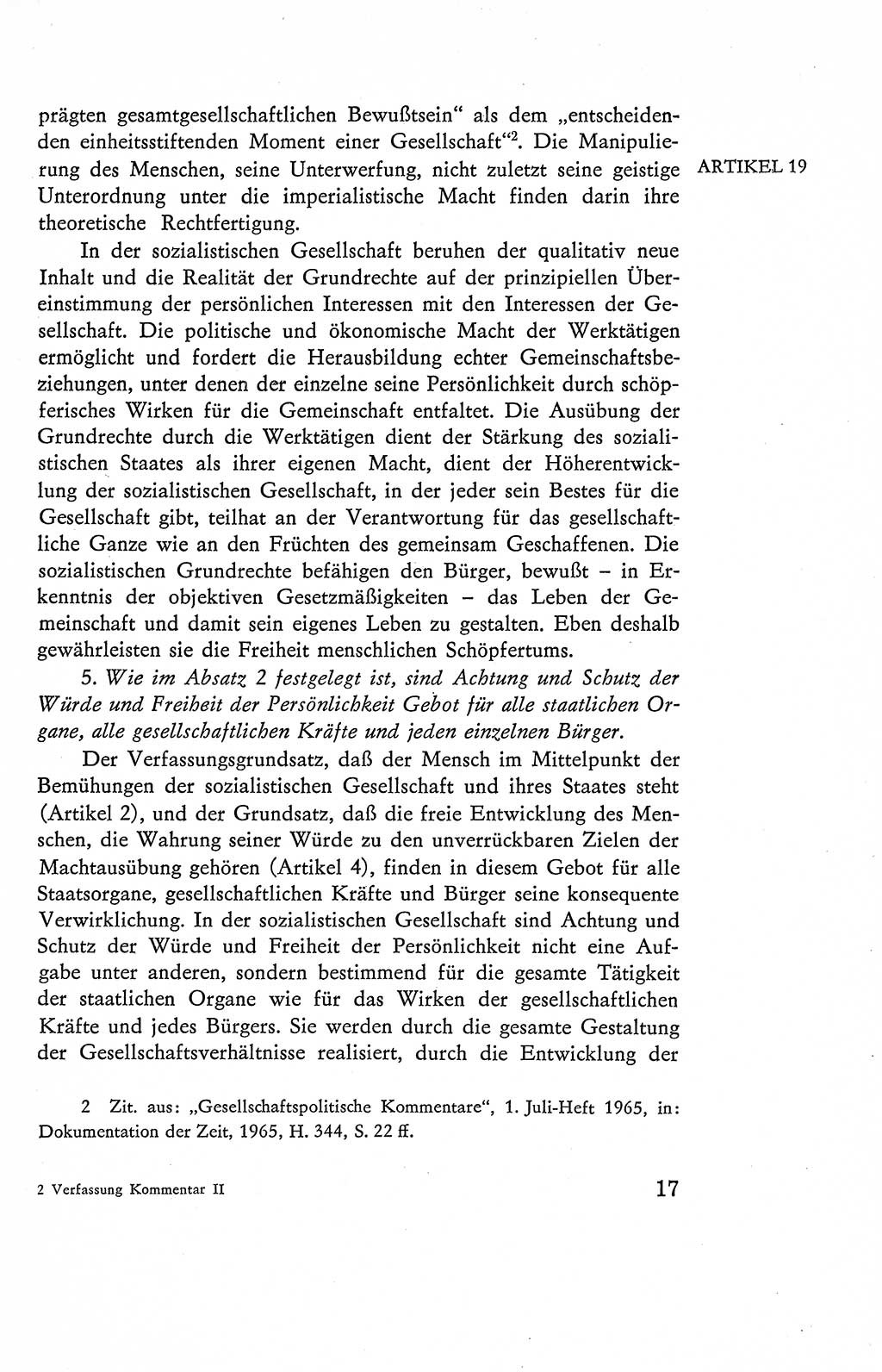 Verfassung der Deutschen Demokratischen Republik (DDR), Dokumente, Kommentar 1969, Band 2, Seite 17 (Verf. DDR Dok. Komm. 1969, Bd. 2, S. 17)