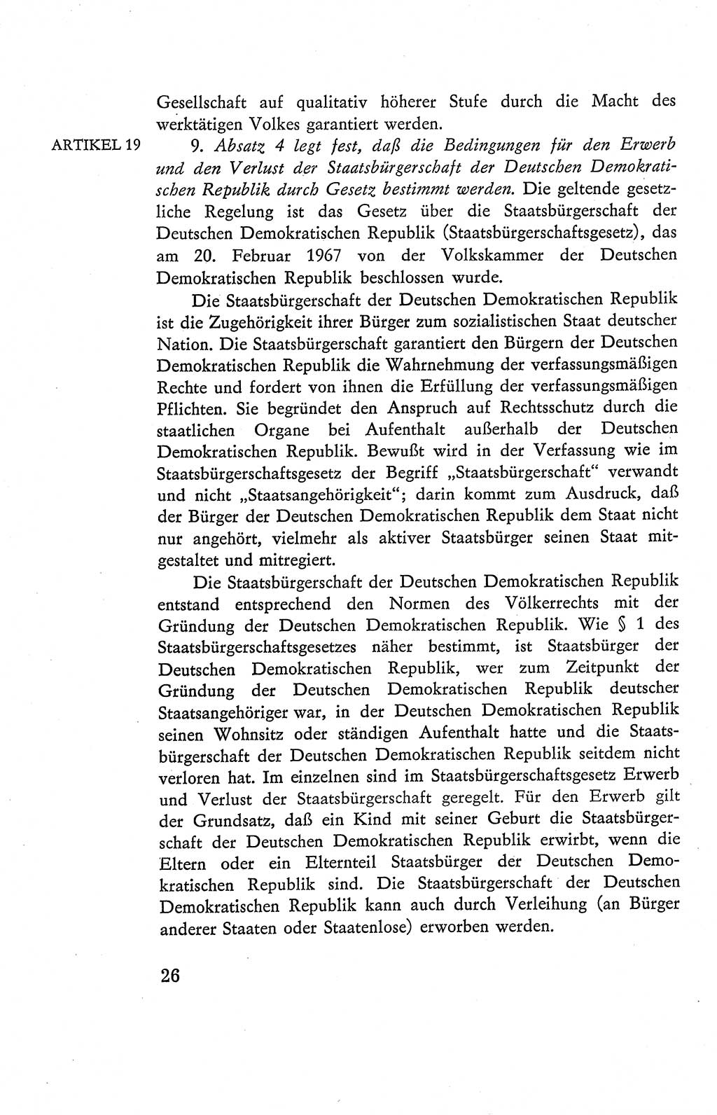 Verfassung der Deutschen Demokratischen Republik (DDR), Dokumente, Kommentar 1969, Band 2, Seite 26 (Verf. DDR Dok. Komm. 1969, Bd. 2, S. 26)