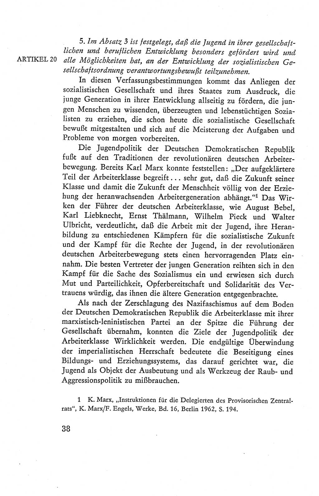 Verfassung der Deutschen Demokratischen Republik (DDR), Dokumente, Kommentar 1969, Band 2, Seite 38 (Verf. DDR Dok. Komm. 1969, Bd. 2, S. 38)