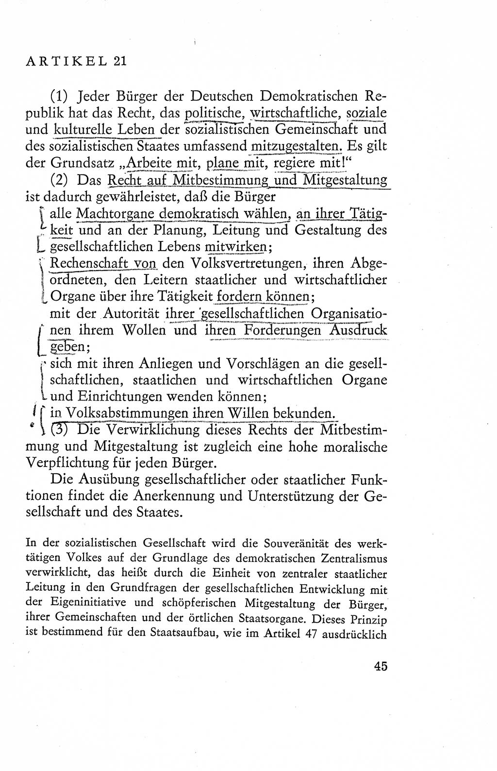 Verfassung der Deutschen Demokratischen Republik (DDR), Dokumente, Kommentar 1969, Band 2, Seite 45 (Verf. DDR Dok. Komm. 1969, Bd. 2, S. 45)