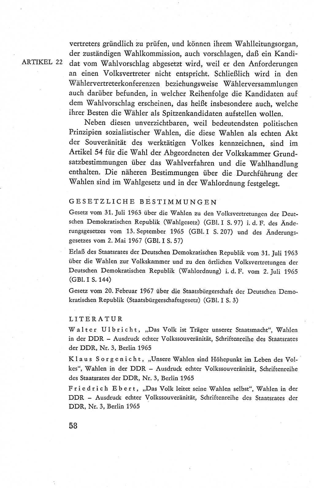 Verfassung der Deutschen Demokratischen Republik (DDR), Dokumente, Kommentar 1969, Band 2, Seite 58 (Verf. DDR Dok. Komm. 1969, Bd. 2, S. 58)