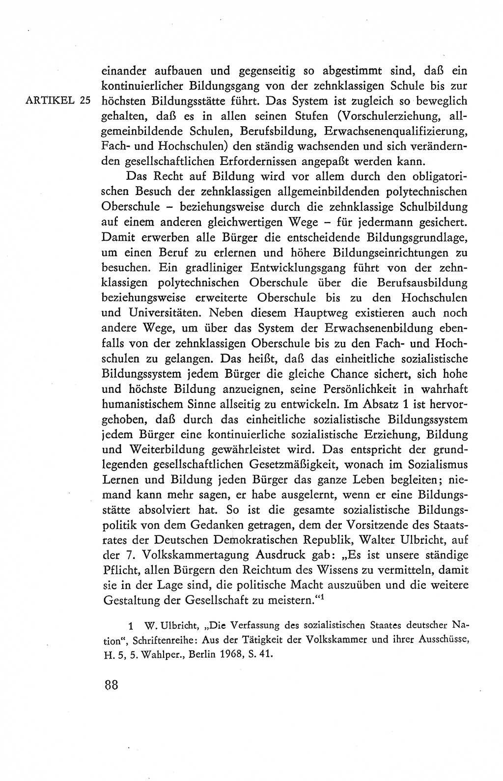 Verfassung der Deutschen Demokratischen Republik (DDR), Dokumente, Kommentar 1969, Band 2, Seite 88 (Verf. DDR Dok. Komm. 1969, Bd. 2, S. 88)