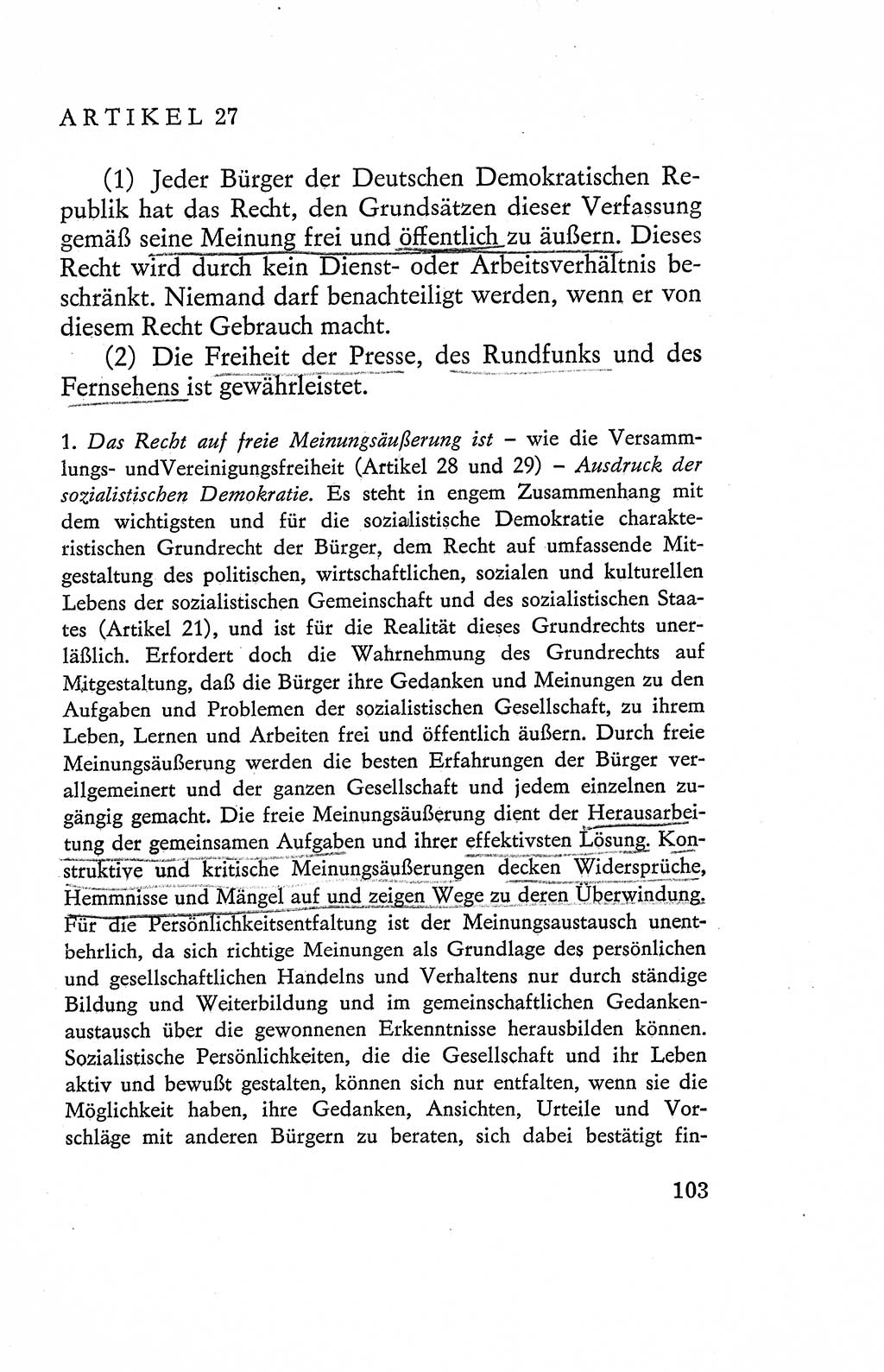 Verfassung der Deutschen Demokratischen Republik (DDR), Dokumente, Kommentar 1969, Band 2, Seite 103 (Verf. DDR Dok. Komm. 1969, Bd. 2, S. 103)