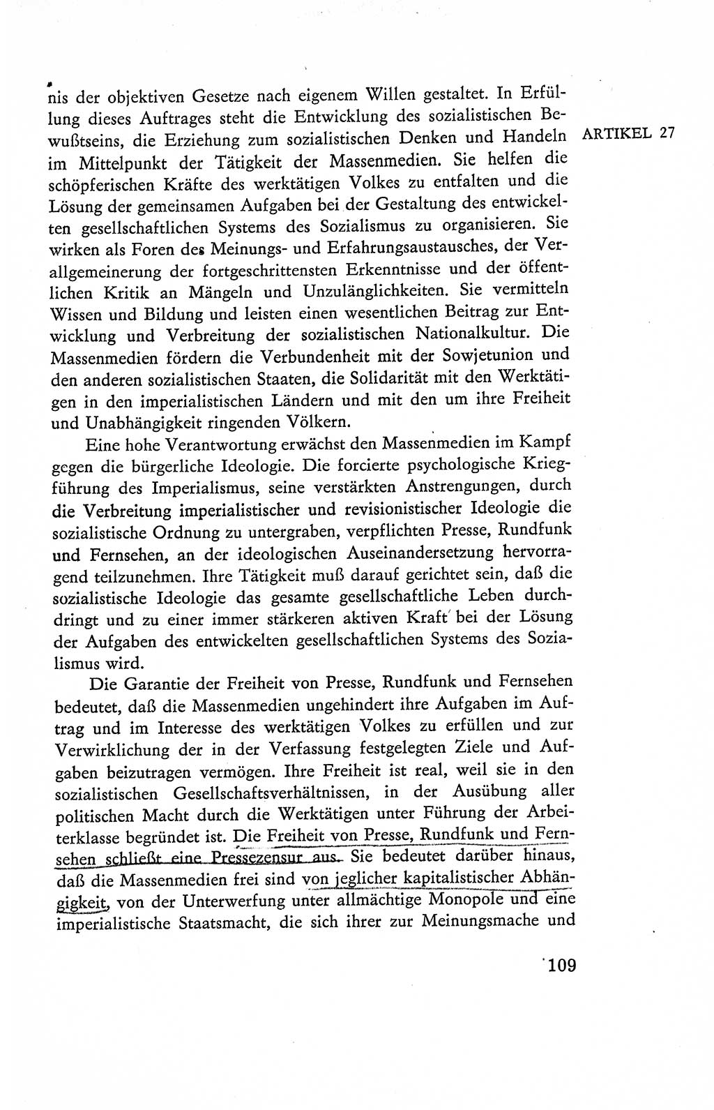 Verfassung der Deutschen Demokratischen Republik (DDR), Dokumente, Kommentar 1969, Band 2, Seite 109 (Verf. DDR Dok. Komm. 1969, Bd. 2, S. 109)