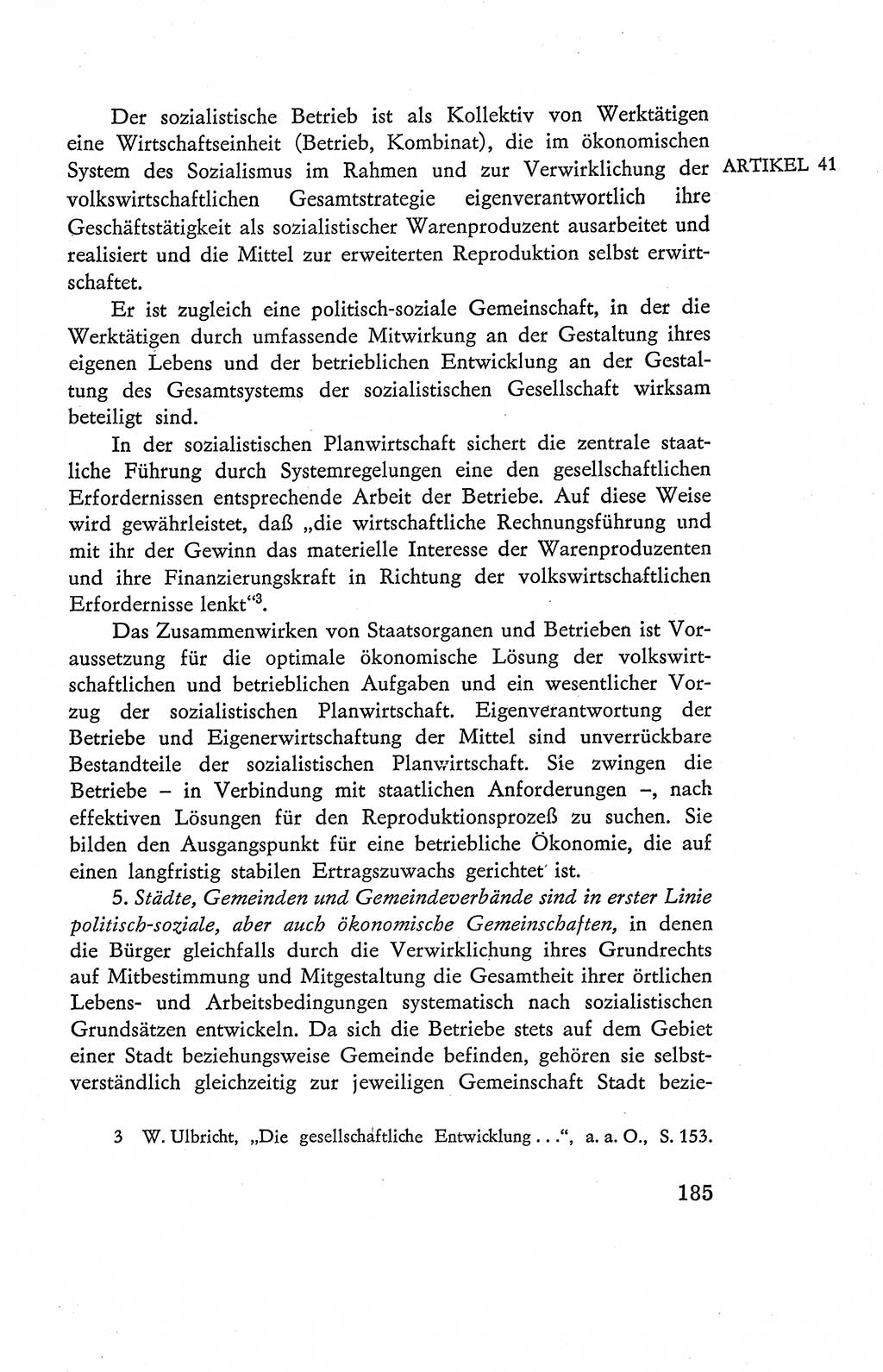 Verfassung der Deutschen Demokratischen Republik (DDR), Dokumente, Kommentar 1969, Band 2, Seite 185 (Verf. DDR Dok. Komm. 1969, Bd. 2, S. 185)