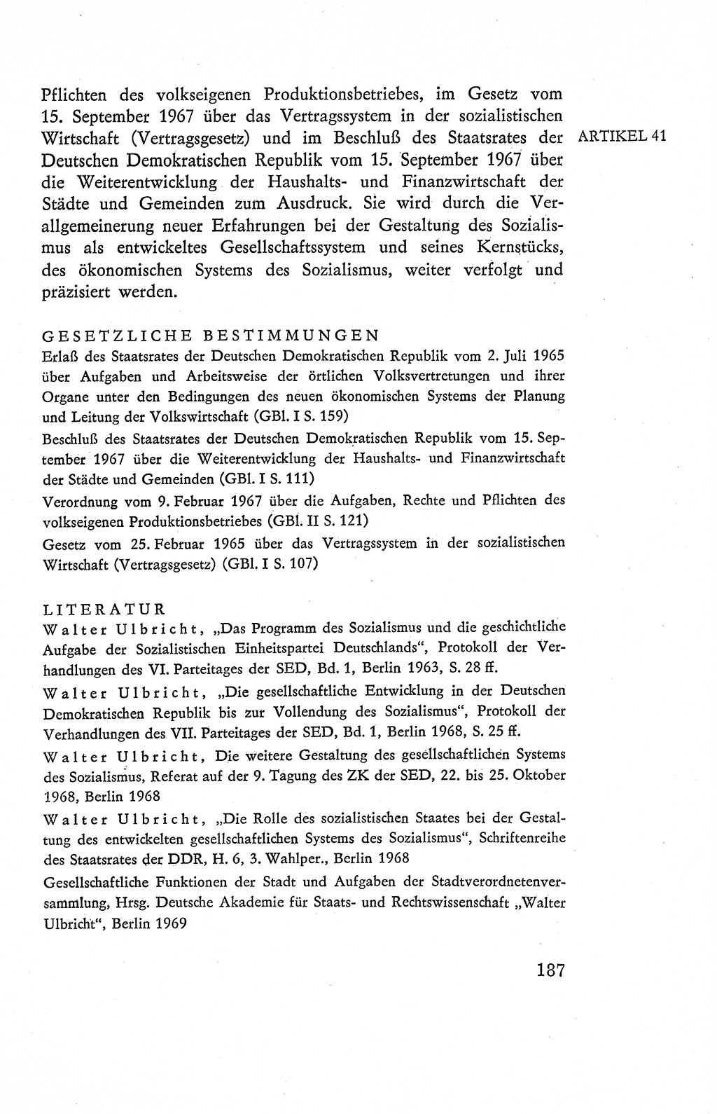 Verfassung der Deutschen Demokratischen Republik (DDR), Dokumente, Kommentar 1969, Band 2, Seite 187 (Verf. DDR Dok. Komm. 1969, Bd. 2, S. 187)