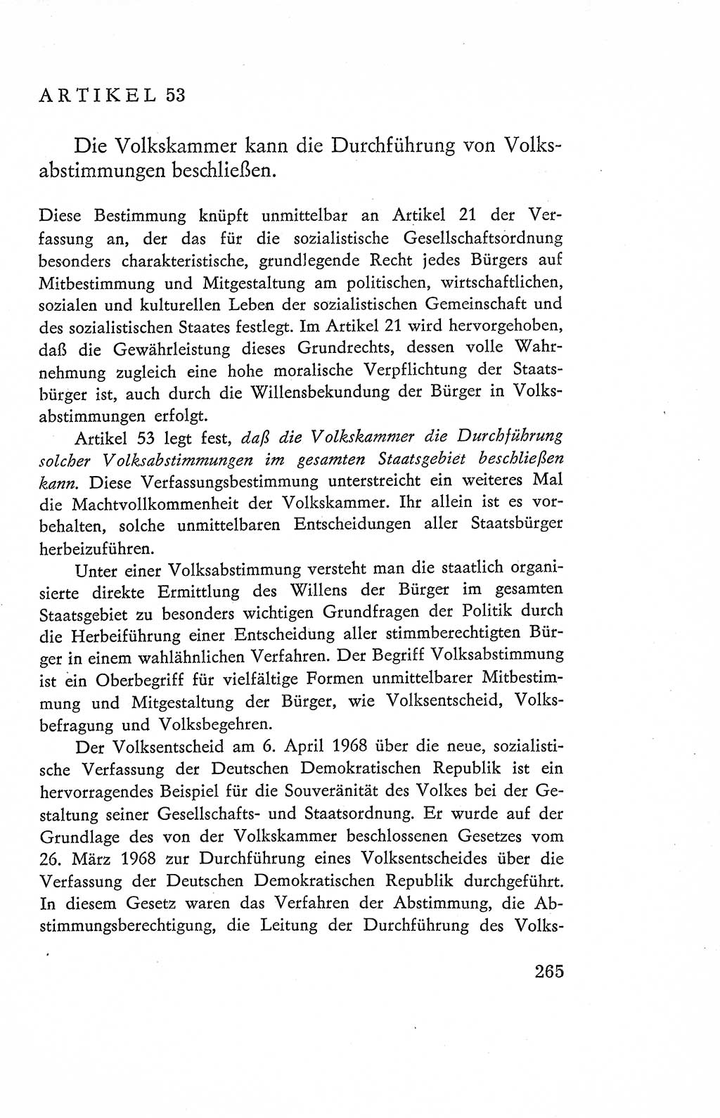 Verfassung der Deutschen Demokratischen Republik (DDR), Dokumente, Kommentar 1969, Band 2, Seite 265 (Verf. DDR Dok. Komm. 1969, Bd. 2, S. 265)