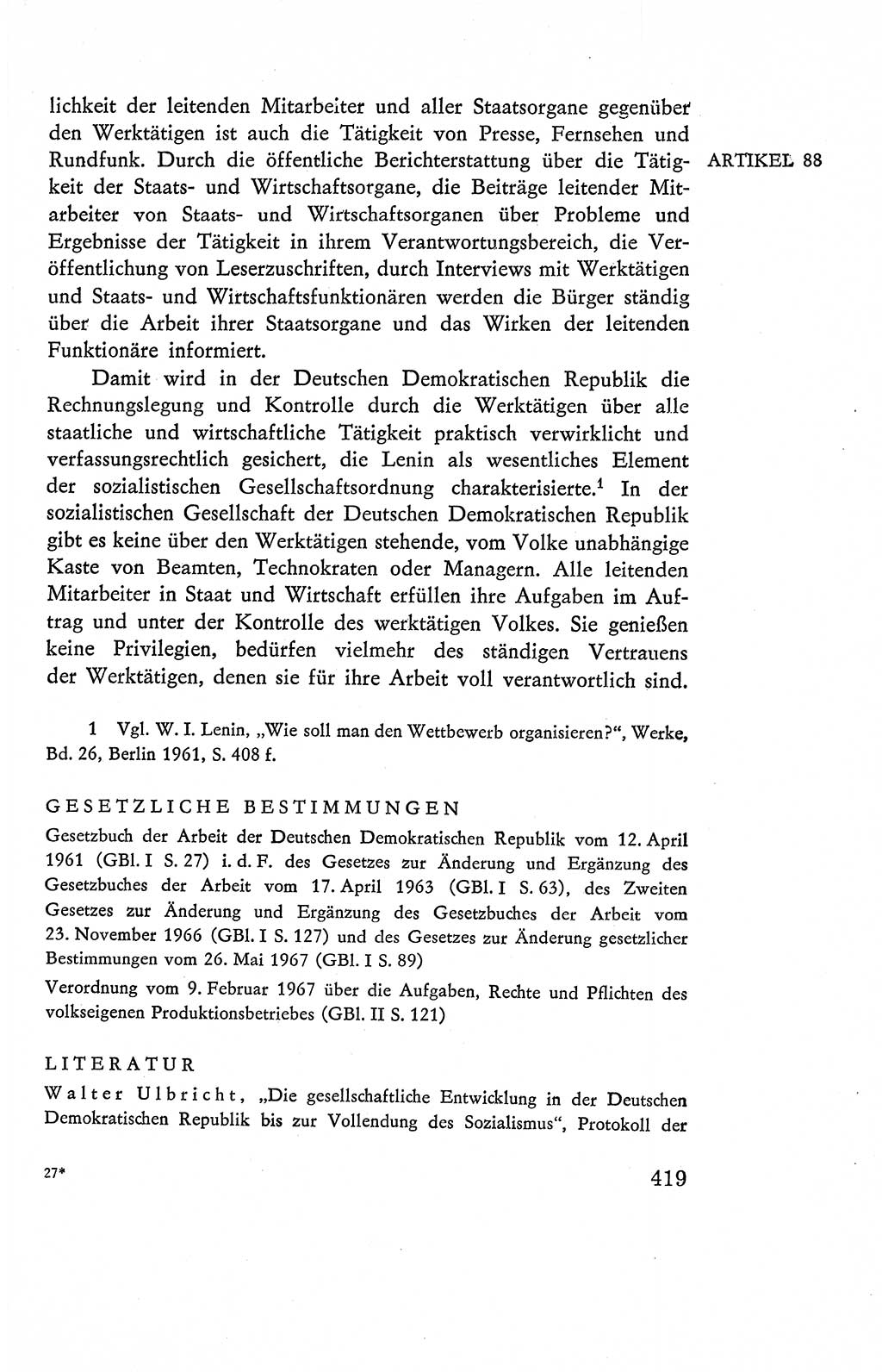 Verfassung der Deutschen Demokratischen Republik (DDR), Dokumente, Kommentar 1969, Band 2, Seite 419 (Verf. DDR Dok. Komm. 1969, Bd. 2, S. 419)