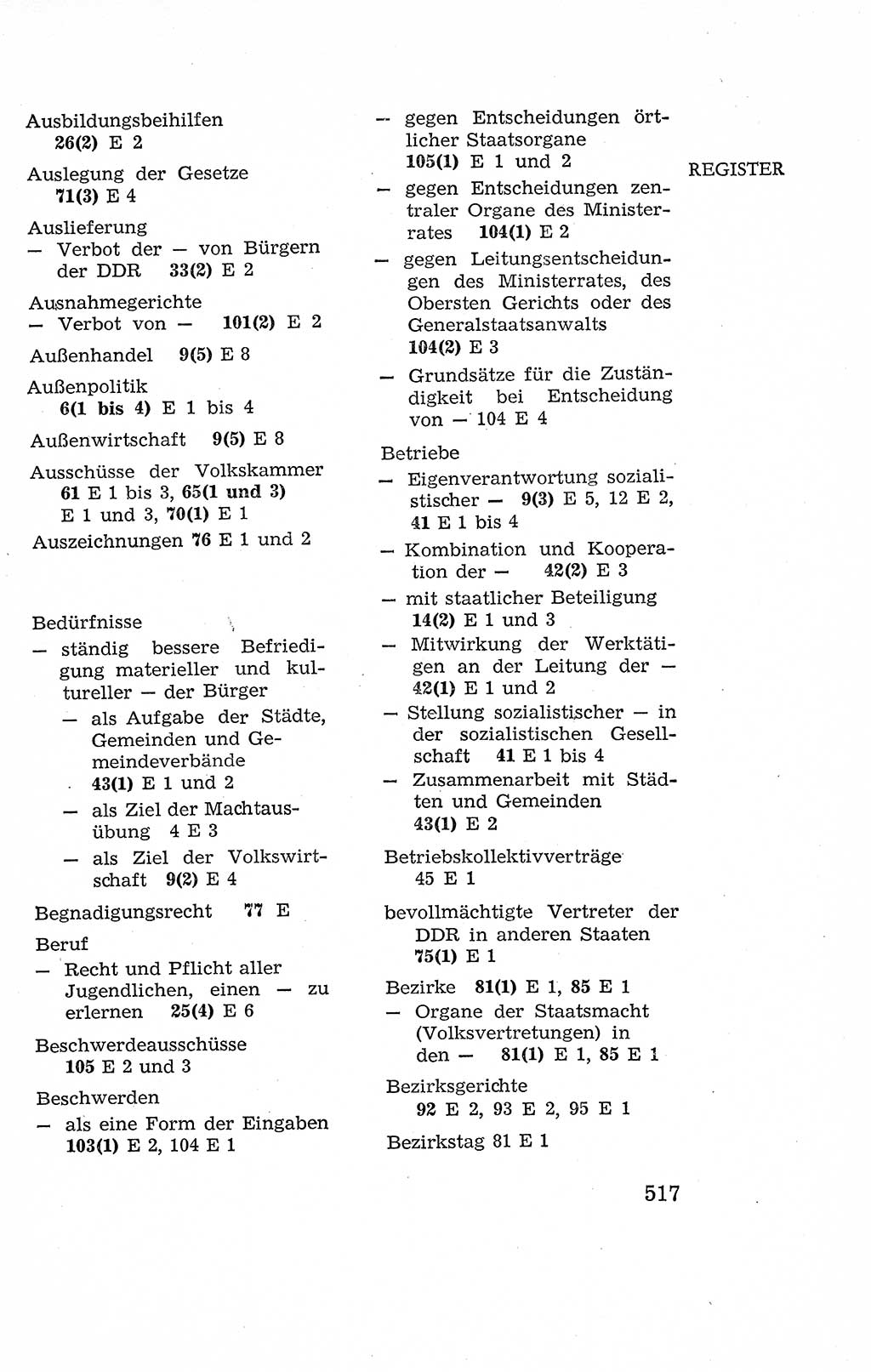 Verfassung der Deutschen Demokratischen Republik (DDR), Dokumente, Kommentar 1969, Band 2, Seite 517 (Verf. DDR Dok. Komm. 1969, Bd. 2, S. 517)