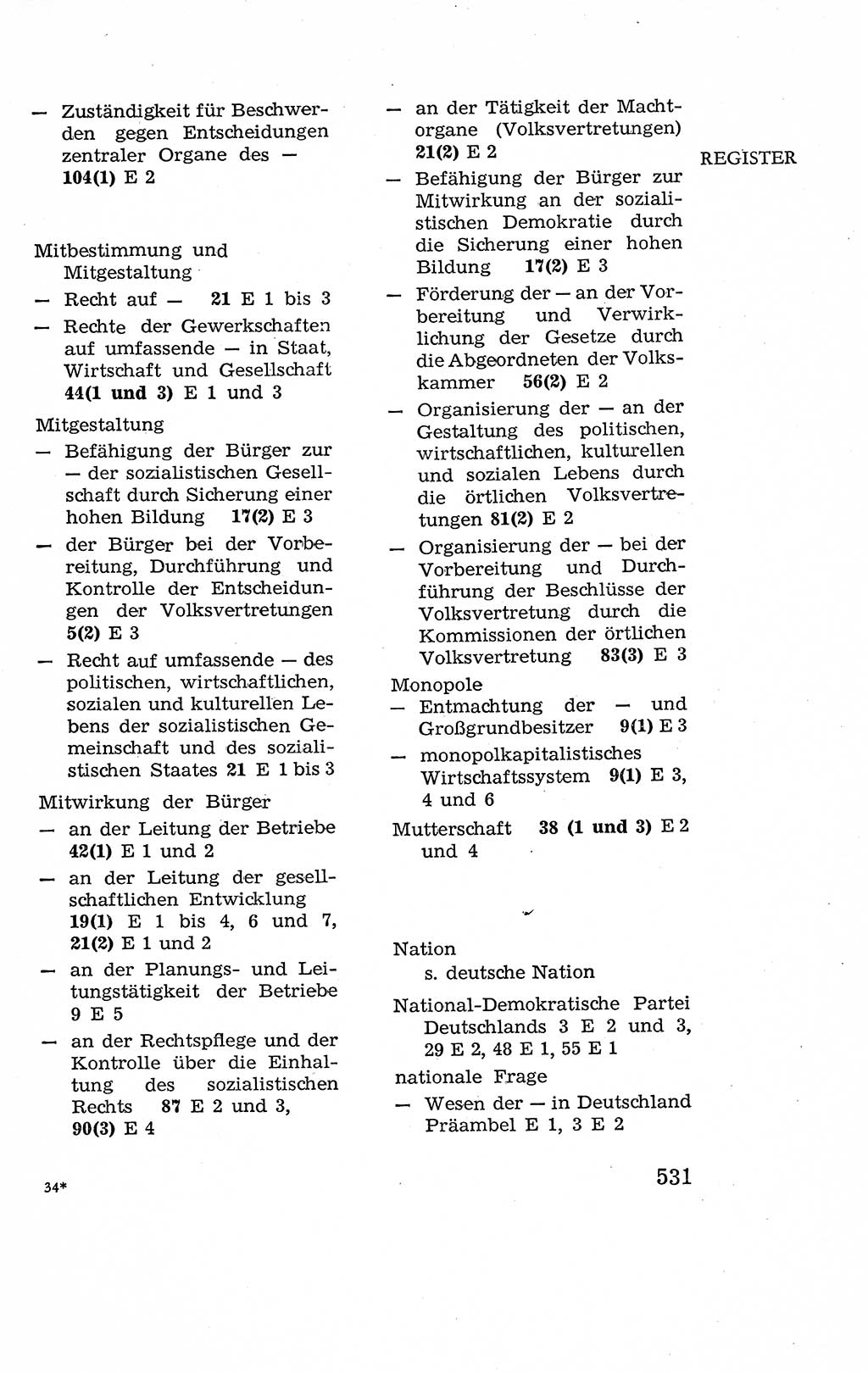 Verfassung der Deutschen Demokratischen Republik (DDR), Dokumente, Kommentar 1969, Band 2, Seite 531 (Verf. DDR Dok. Komm. 1969, Bd. 2, S. 531)
