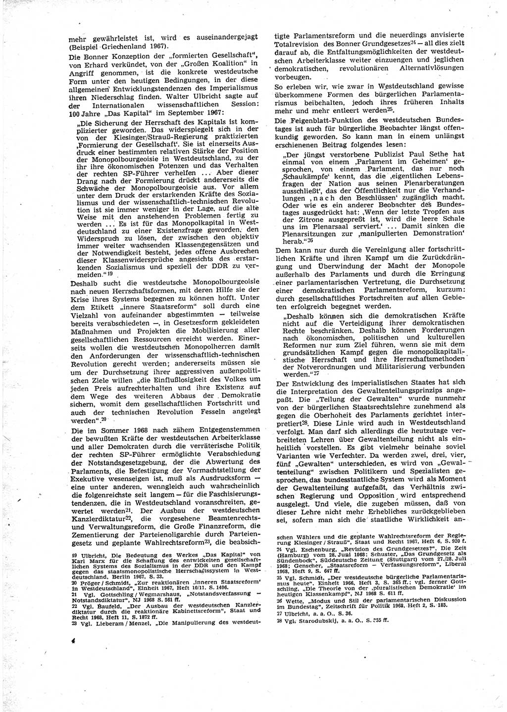 Neue Justiz (NJ), Zeitschrift für Recht und Rechtswissenschaft [Deutsche Demokratische Republik (DDR)], 23. Jahrgang 1969, Seite 4 (NJ DDR 1969, S. 4)