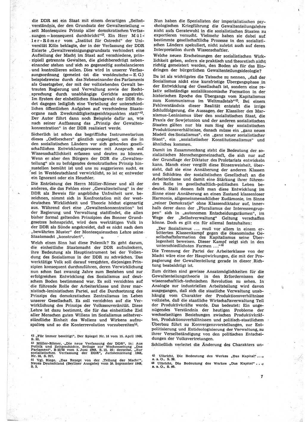 Neue Justiz (NJ), Zeitschrift für Recht und Rechtswissenschaft [Deutsche Demokratische Republik (DDR)], 23. Jahrgang 1969, Seite 7 (NJ DDR 1969, S. 7)