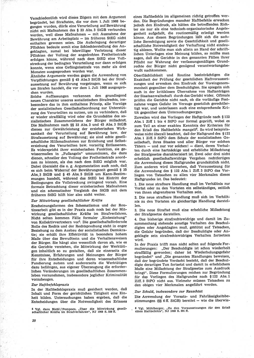 Neue Justiz (NJ), Zeitschrift für Recht und Rechtswissenschaft [Deutsche Demokratische Republik (DDR)], 23. Jahrgang 1969, Seite 10 (NJ DDR 1969, S. 10)
