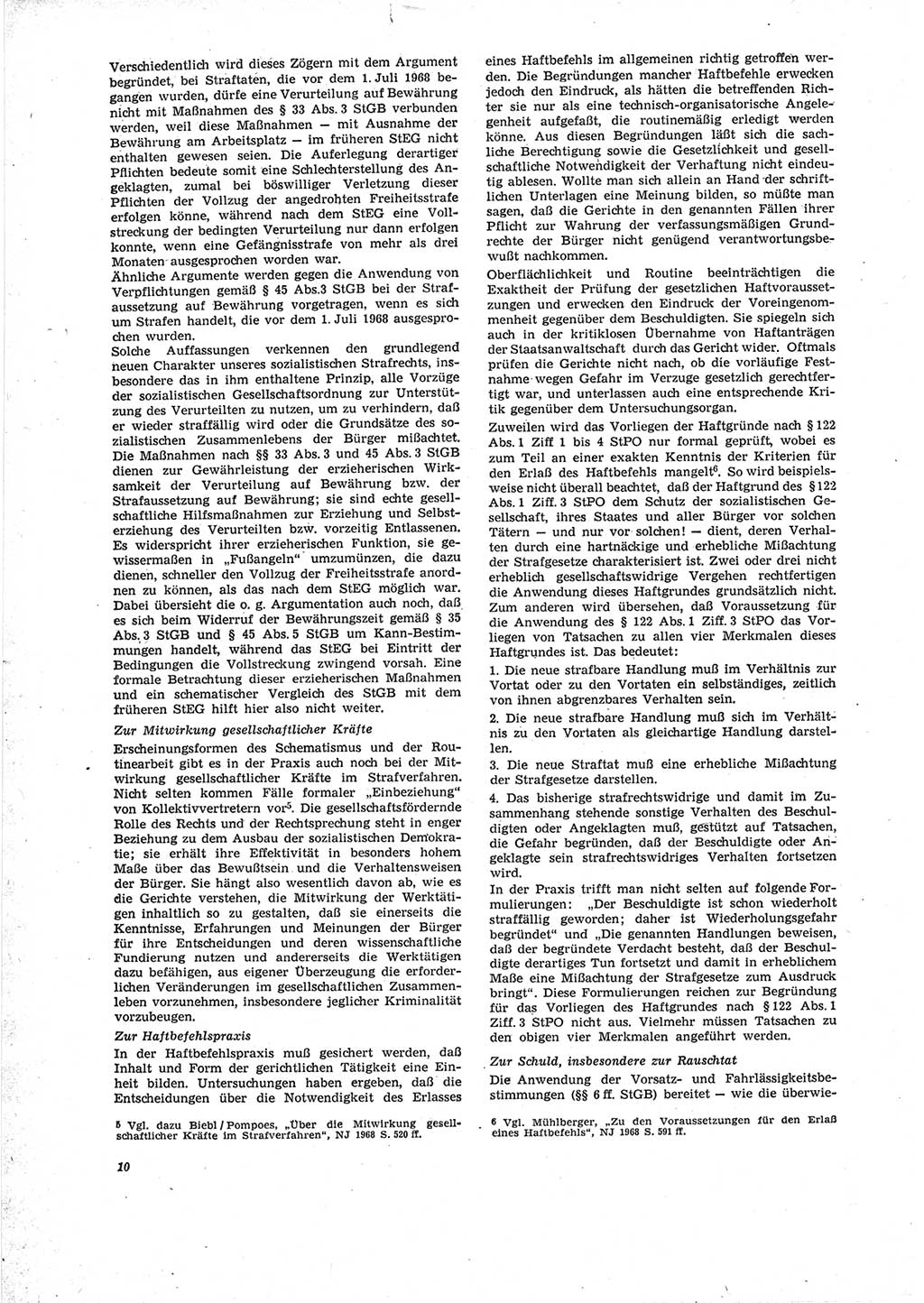 Neue Justiz (NJ), Zeitschrift für Recht und Rechtswissenschaft [Deutsche Demokratische Republik (DDR)], 23. Jahrgang 1969, Seite 10 (NJ DDR 1969, S. 10)