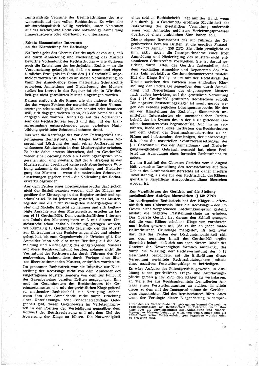 Neue Justiz (NJ), Zeitschrift für Recht und Rechtswissenschaft [Deutsche Demokratische Republik (DDR)], 23. Jahrgang 1969, Seite 13 (NJ DDR 1969, S. 13)
