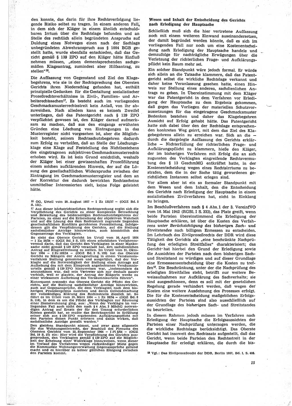 Neue Justiz (NJ), Zeitschrift für Recht und Rechtswissenschaft [Deutsche Demokratische Republik (DDR)], 23. Jahrgang 1969, Seite 15 (NJ DDR 1969, S. 15)
