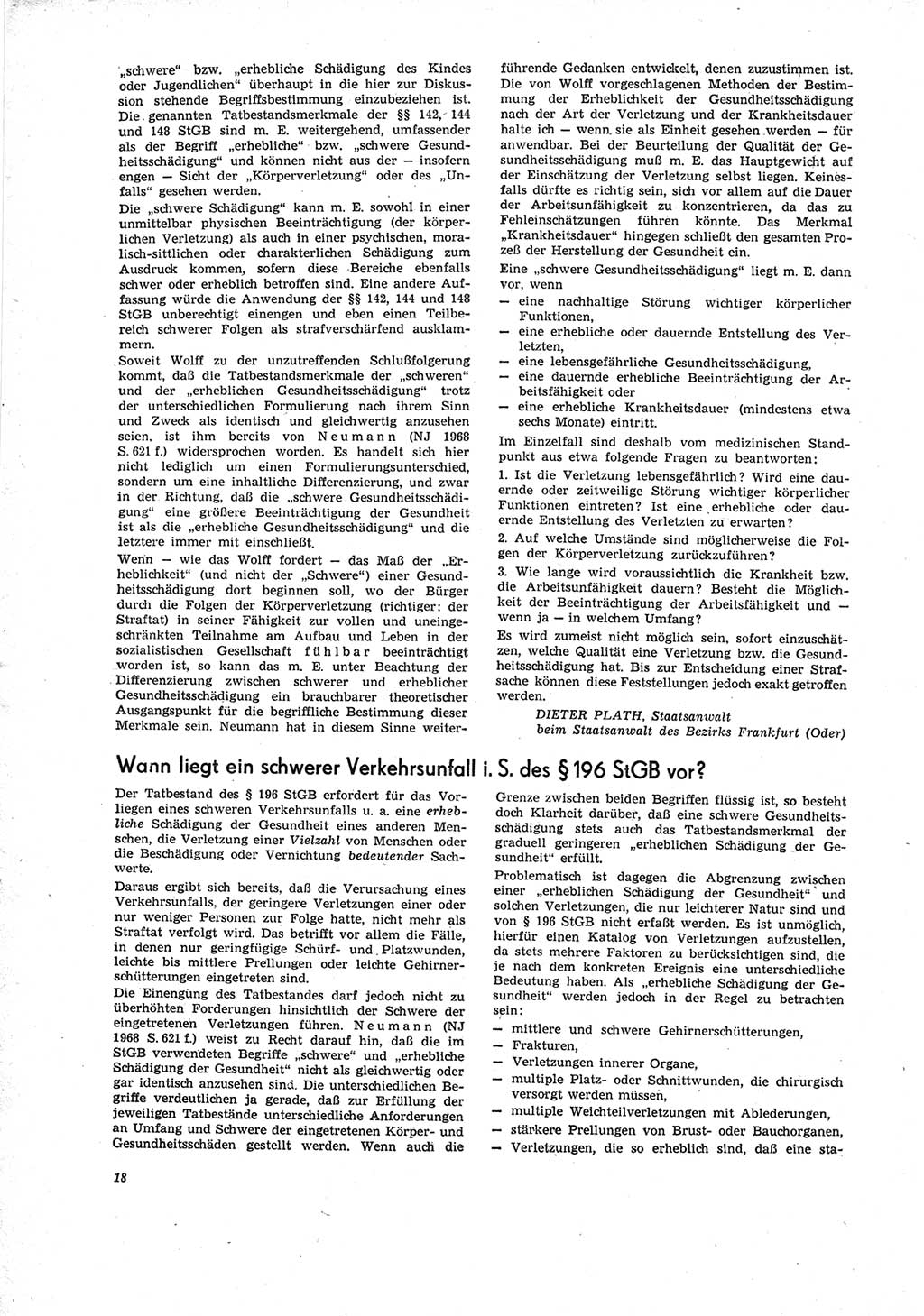 Neue Justiz (NJ), Zeitschrift für Recht und Rechtswissenschaft [Deutsche Demokratische Republik (DDR)], 23. Jahrgang 1969, Seite 18 (NJ DDR 1969, S. 18)