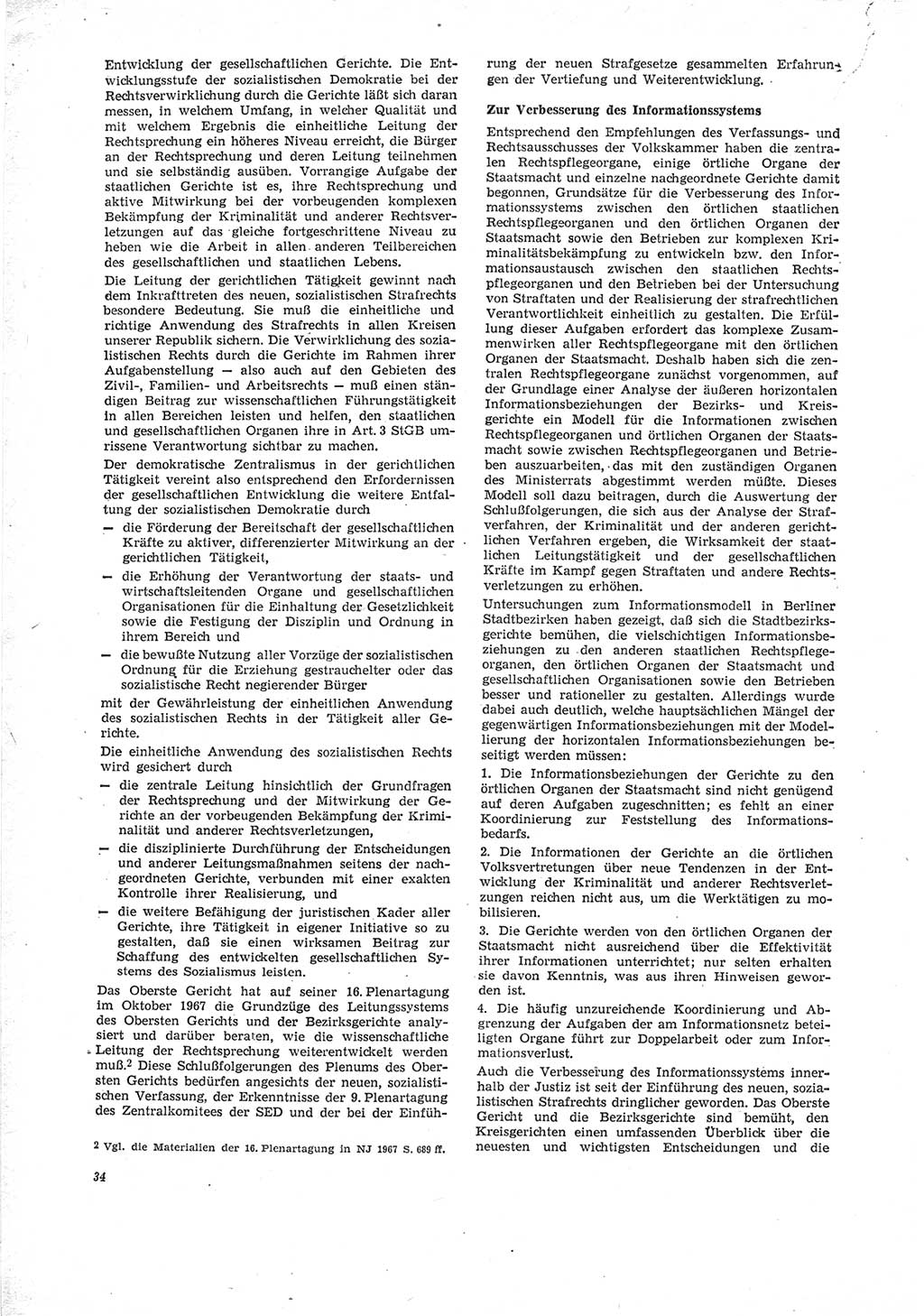 Neue Justiz (NJ), Zeitschrift für Recht und Rechtswissenschaft [Deutsche Demokratische Republik (DDR)], 23. Jahrgang 1969, Seite 34 (NJ DDR 1969, S. 34)