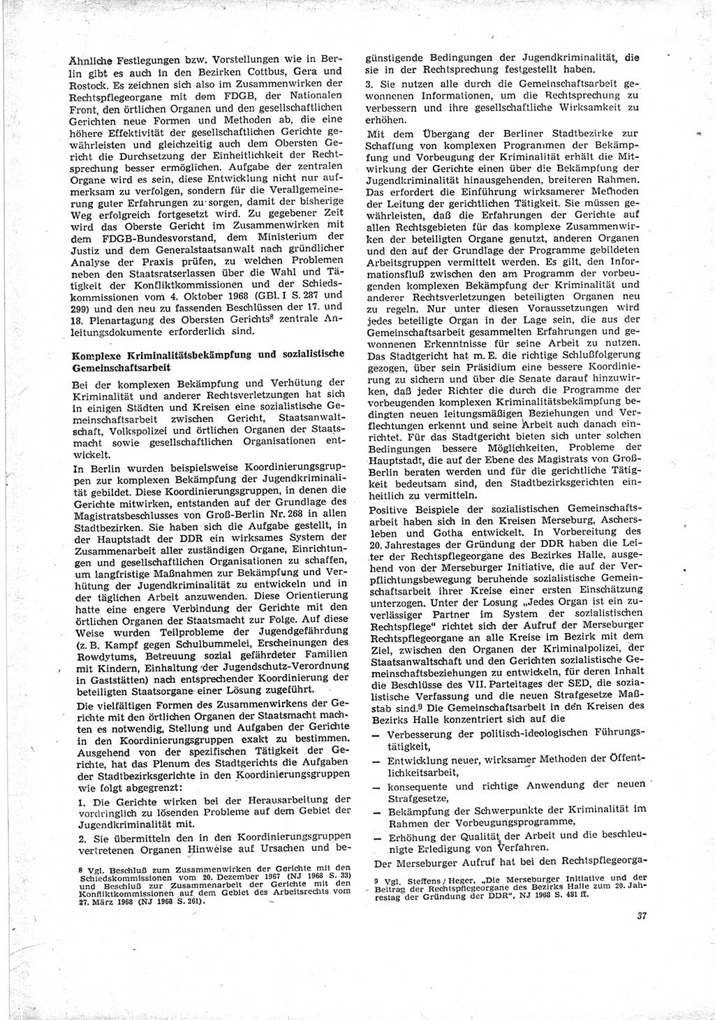 Neue Justiz (NJ), Zeitschrift für Recht und Rechtswissenschaft [Deutsche Demokratische Republik (DDR)], 23. Jahrgang 1969, Seite 37 (NJ DDR 1969, S. 37)
